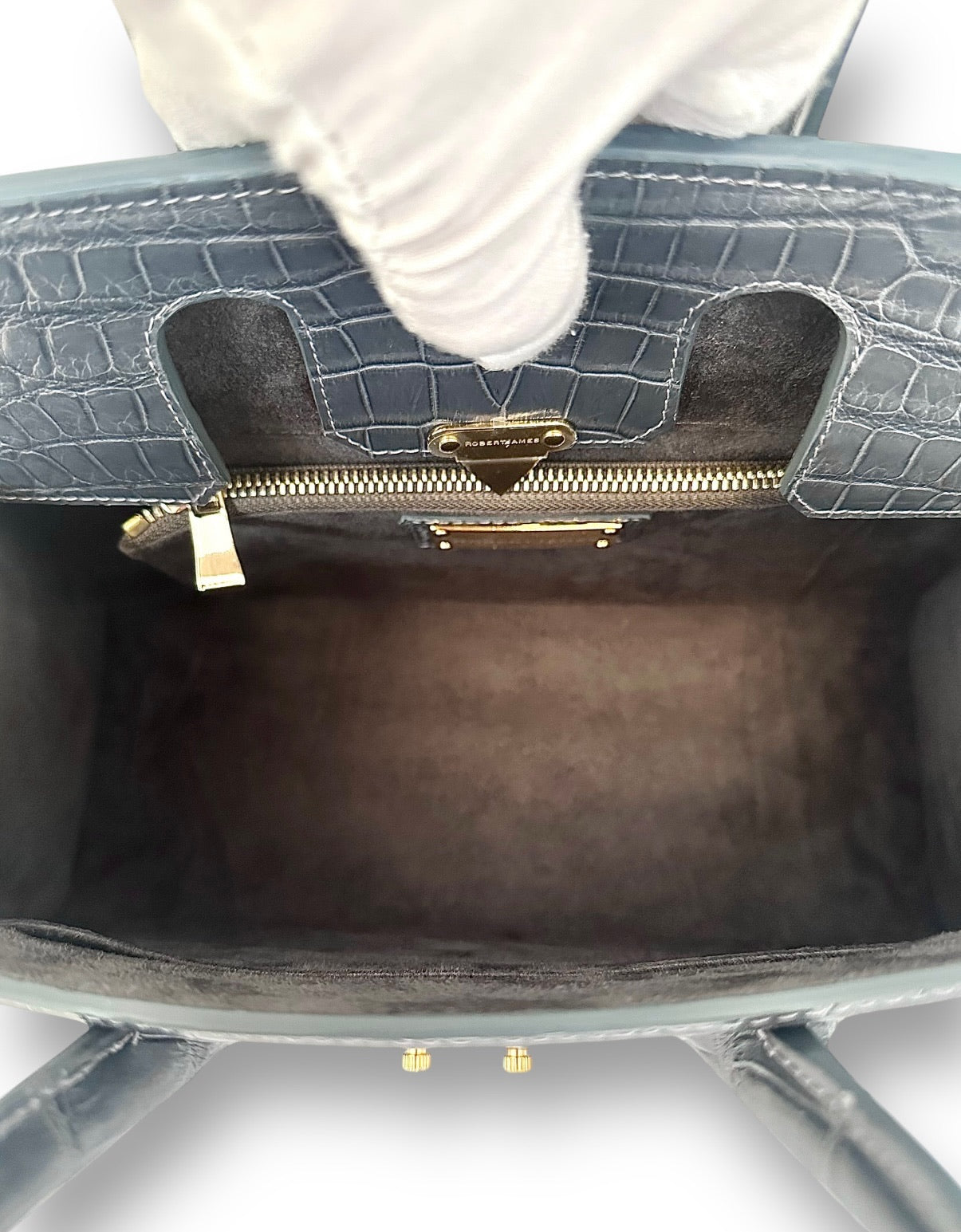 Dark Grey Porosus Crocodile - Wrenley Tote image 4
