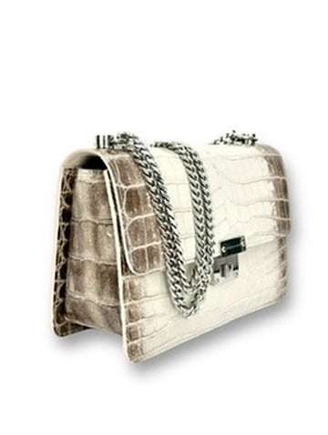 Soft Taupe Himalayan Niloticus Crocodile - Hadley Flap image 1