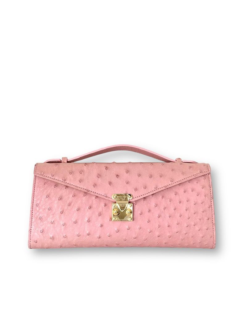 Iridescent Pink Ostrich - Minnie Pochette image 0