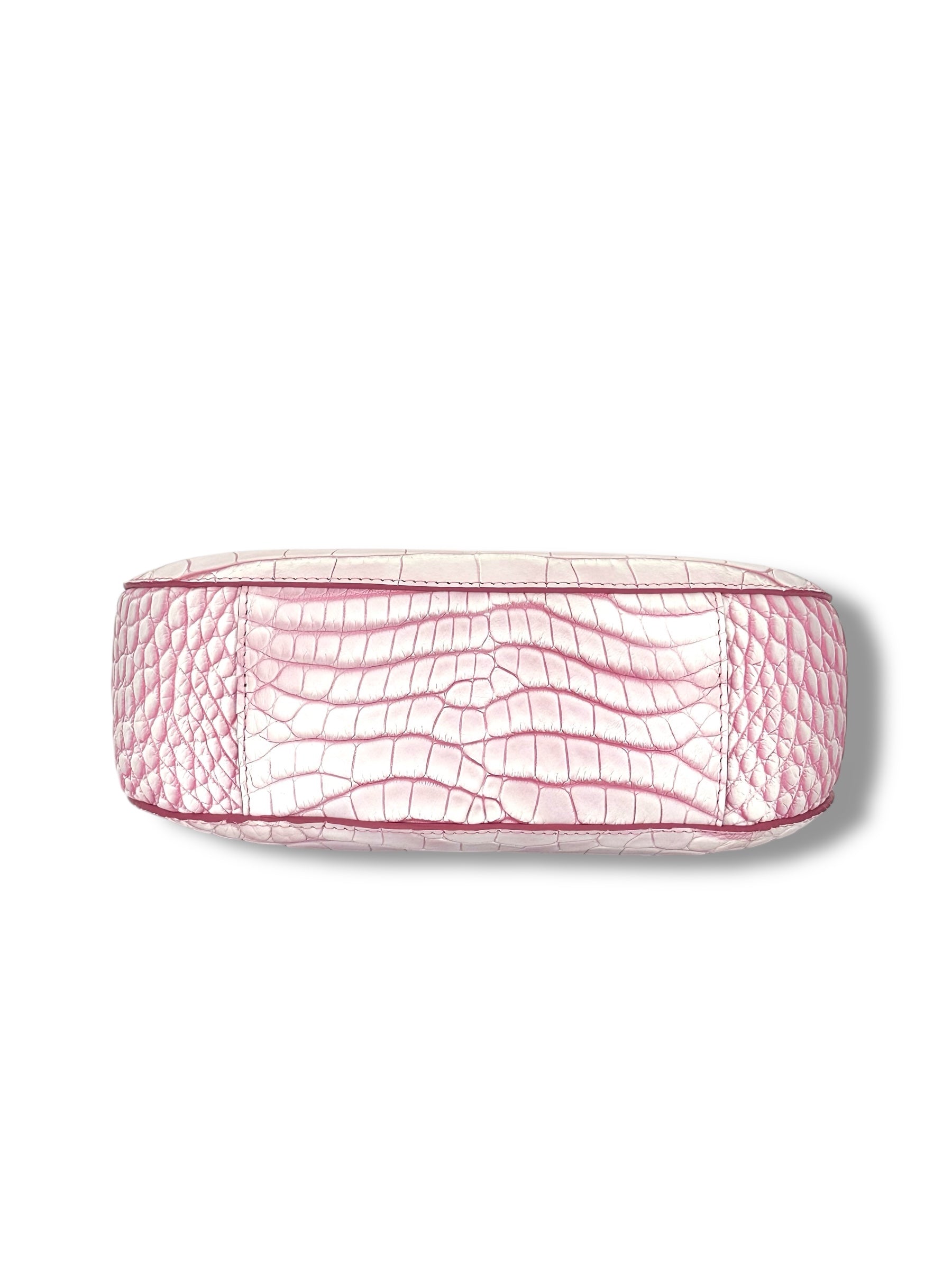 Soft White Alligator with Fuchsia - Blair Hobo image 3