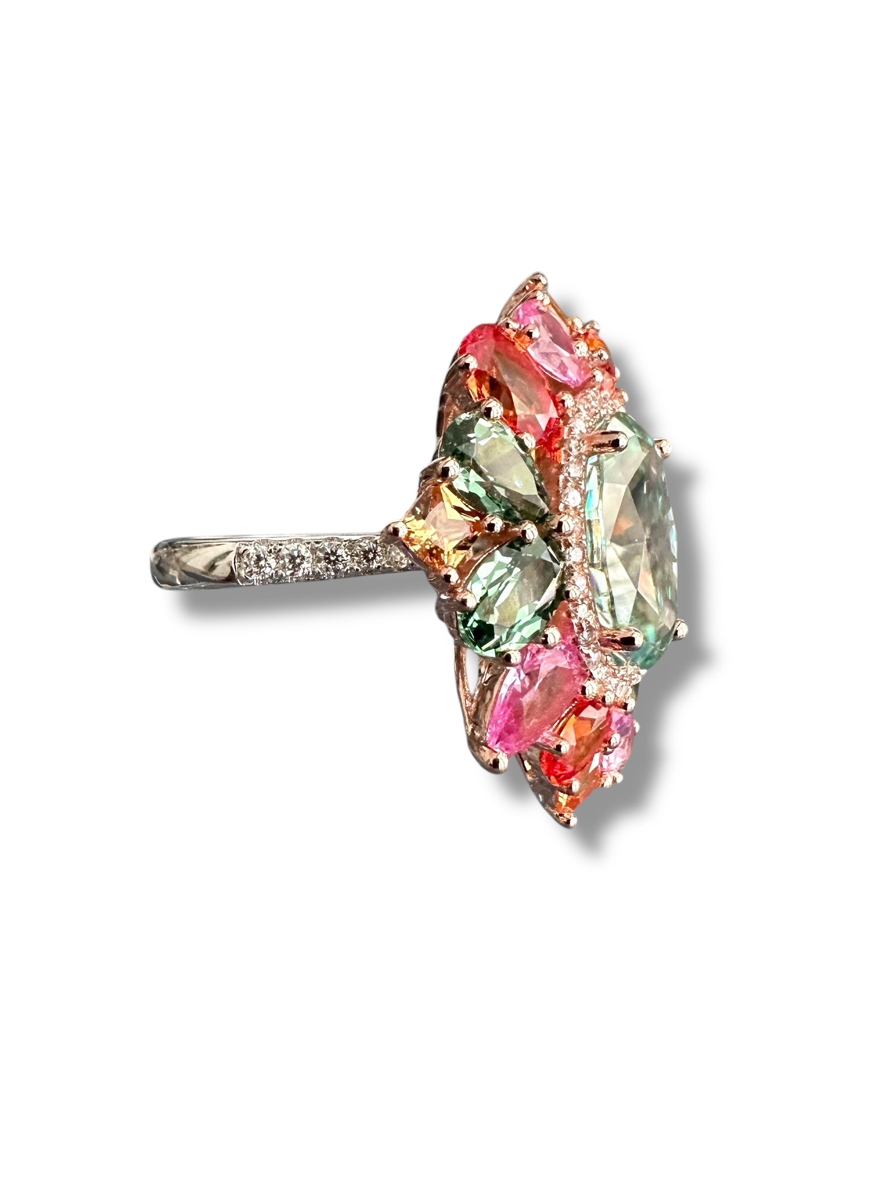 4.5ct Deep Teal Oval with Colorful Sapphires image 6
