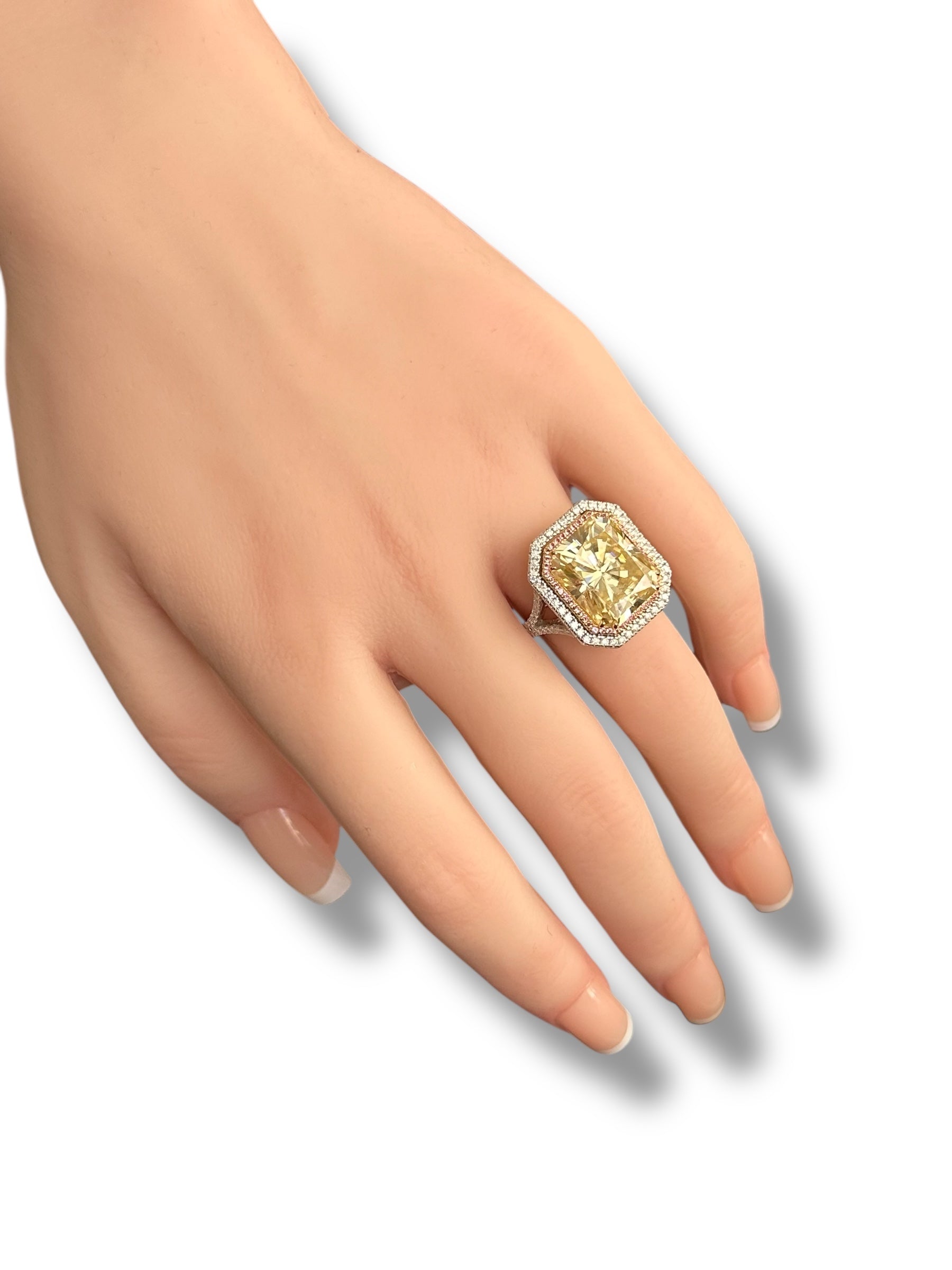 12ct Fancy Yellow Radiant Cut Moissanite Ring  image 5