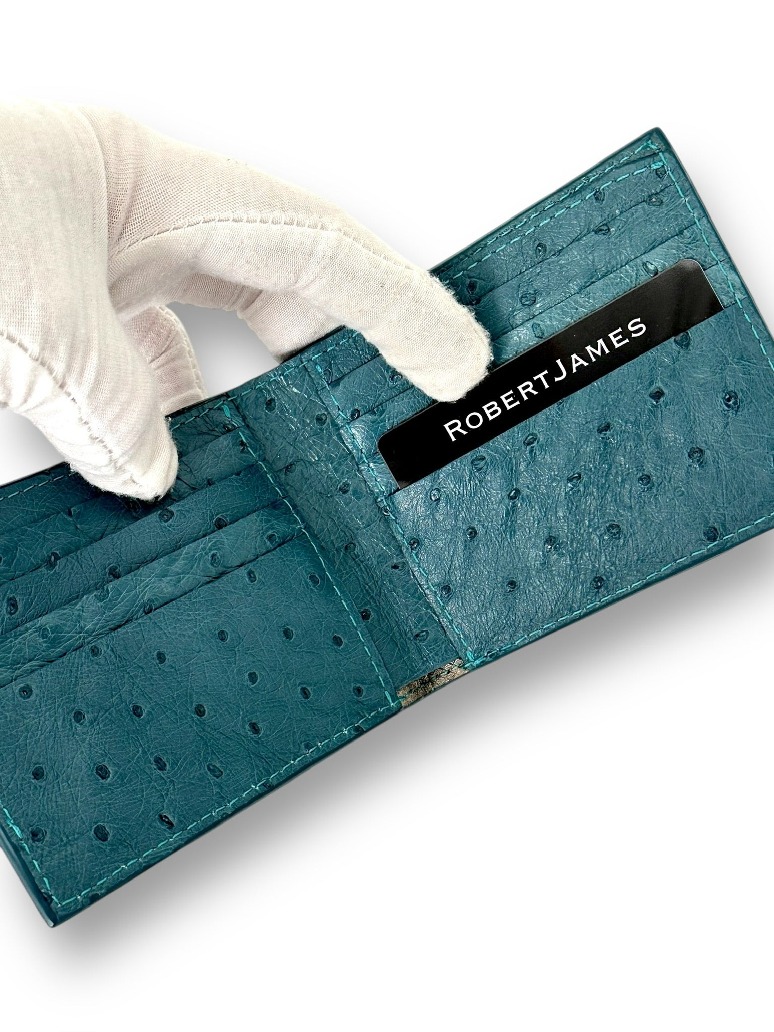 Rich Teal Ostrich - Bi-Fold Unisex Wallet image 2