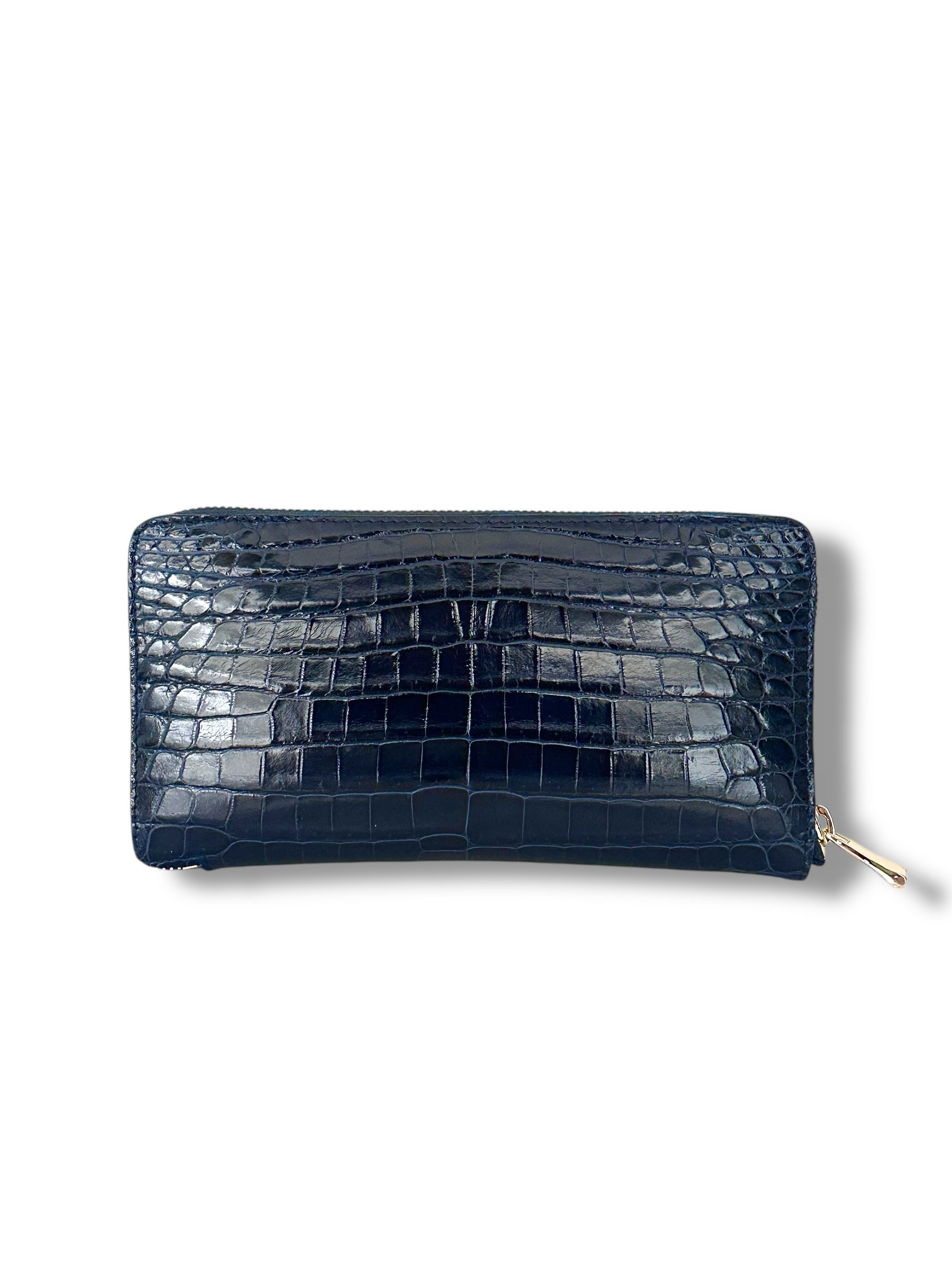 Deep Blue Niloticus Crocodile - Zip Around Wallet image 1