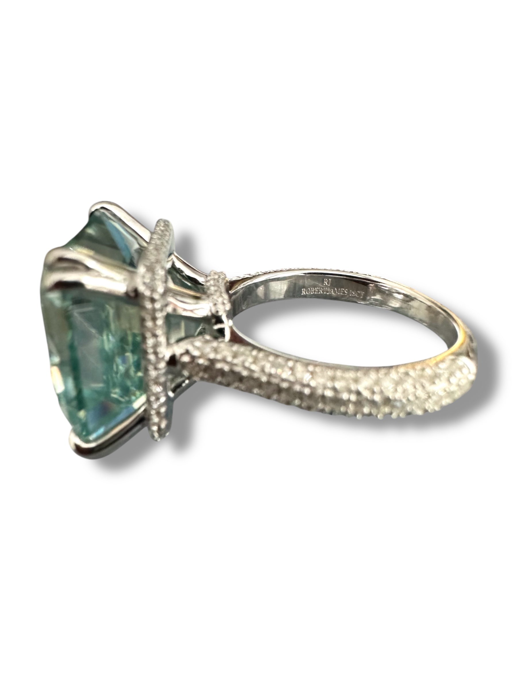 18ct Fancy Soft Green Asscher Cut Moissanite Ring image 8