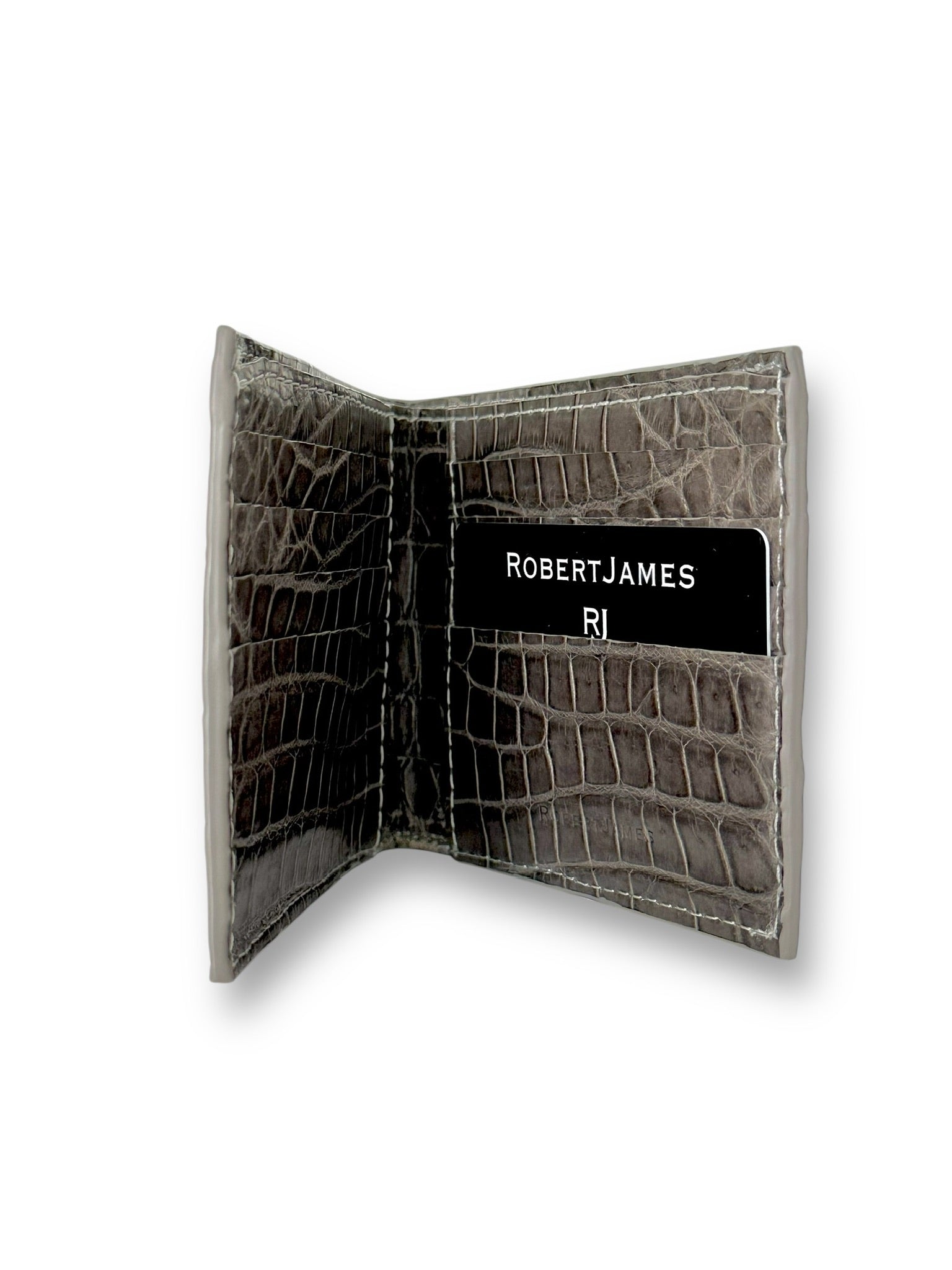 Steel Grey Niloticus Crocodile- Bi-Fold Unisex Wallet image 1