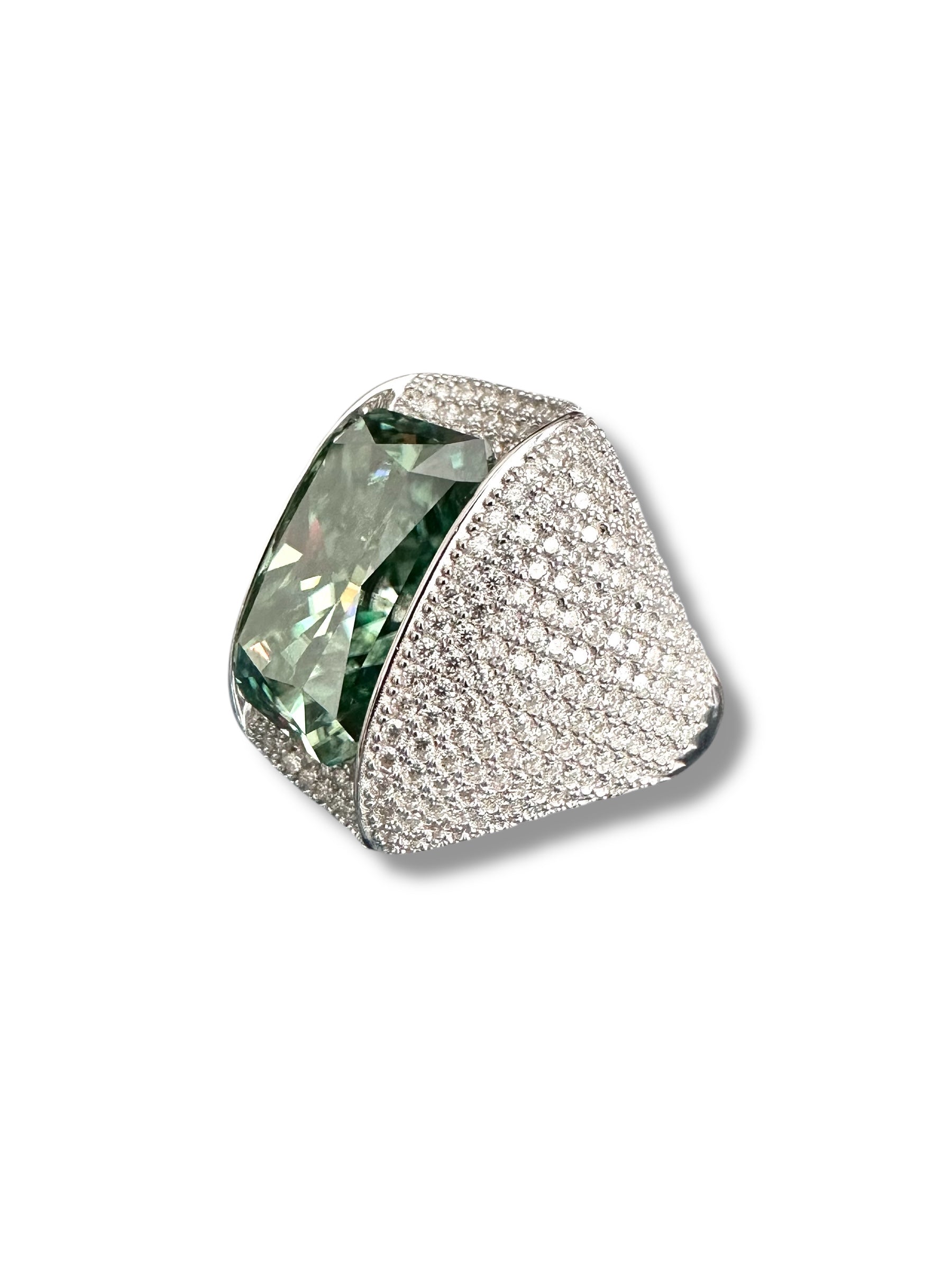 30ct Deep Green Radiant Cut Moissanite Ring image 3