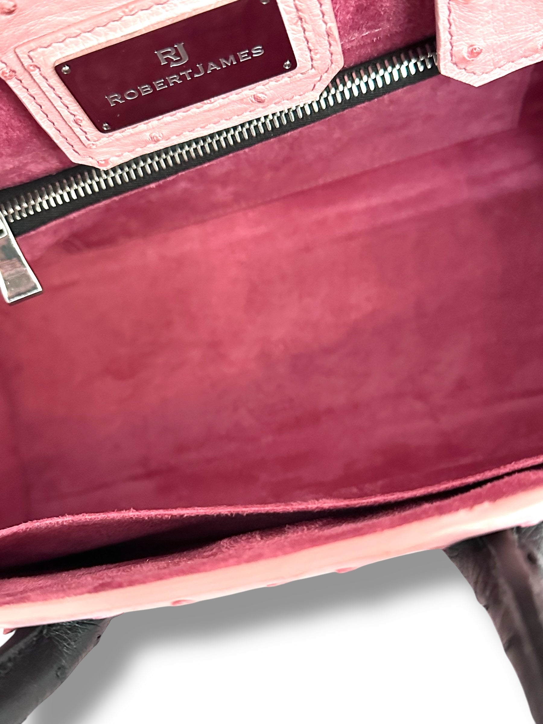 Bi-Color Pink and Black Ostrich - Wrenley Tote image 4