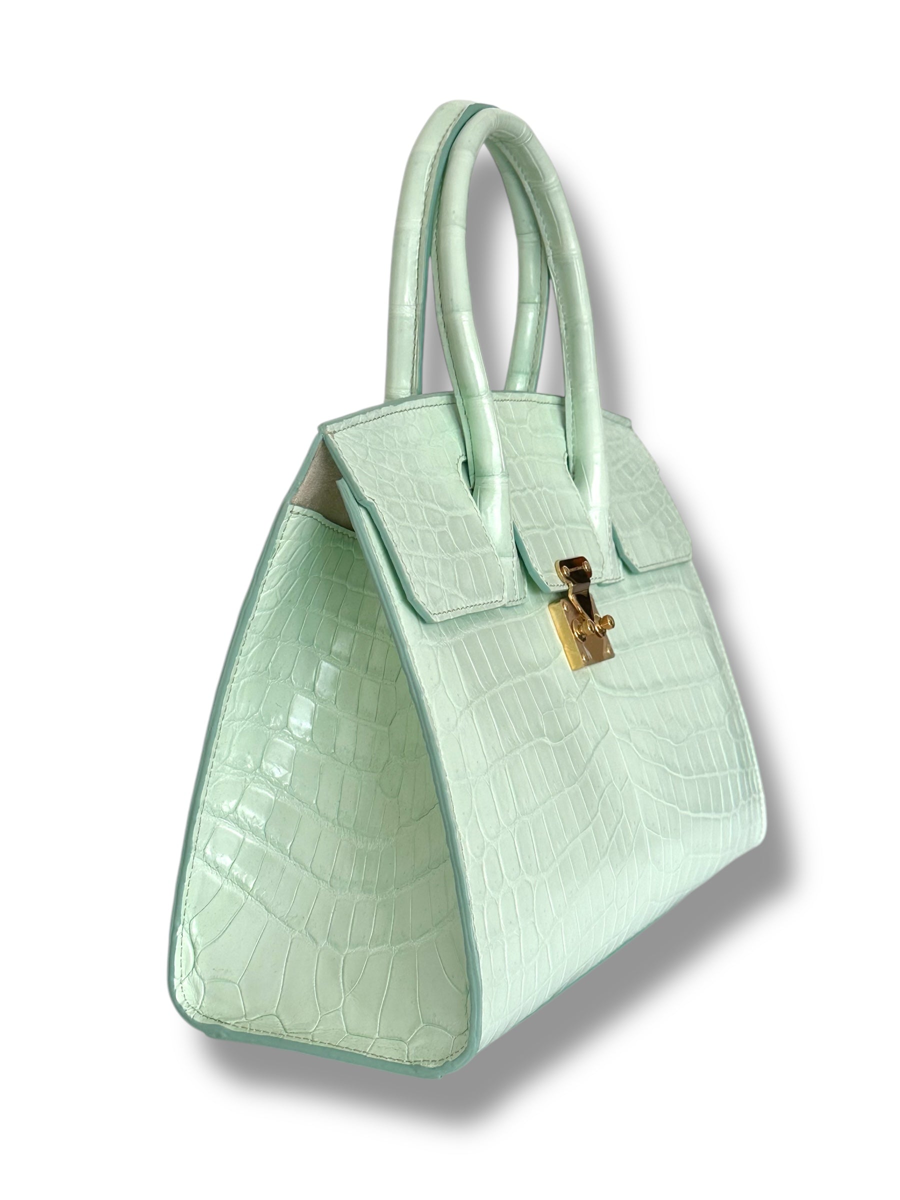 Seafoam Niloticus Crocodile - Wrenley Tote image 1