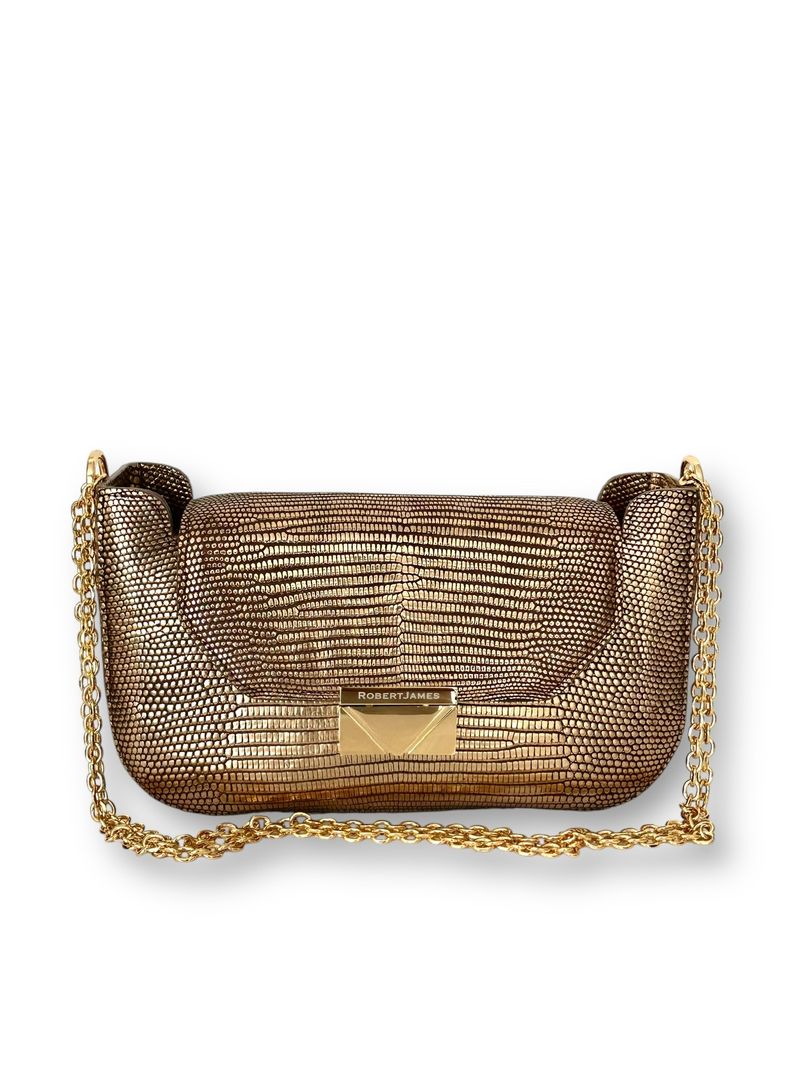 Antiqued Metallic Gold Lizard - The Dianne Flap image 0