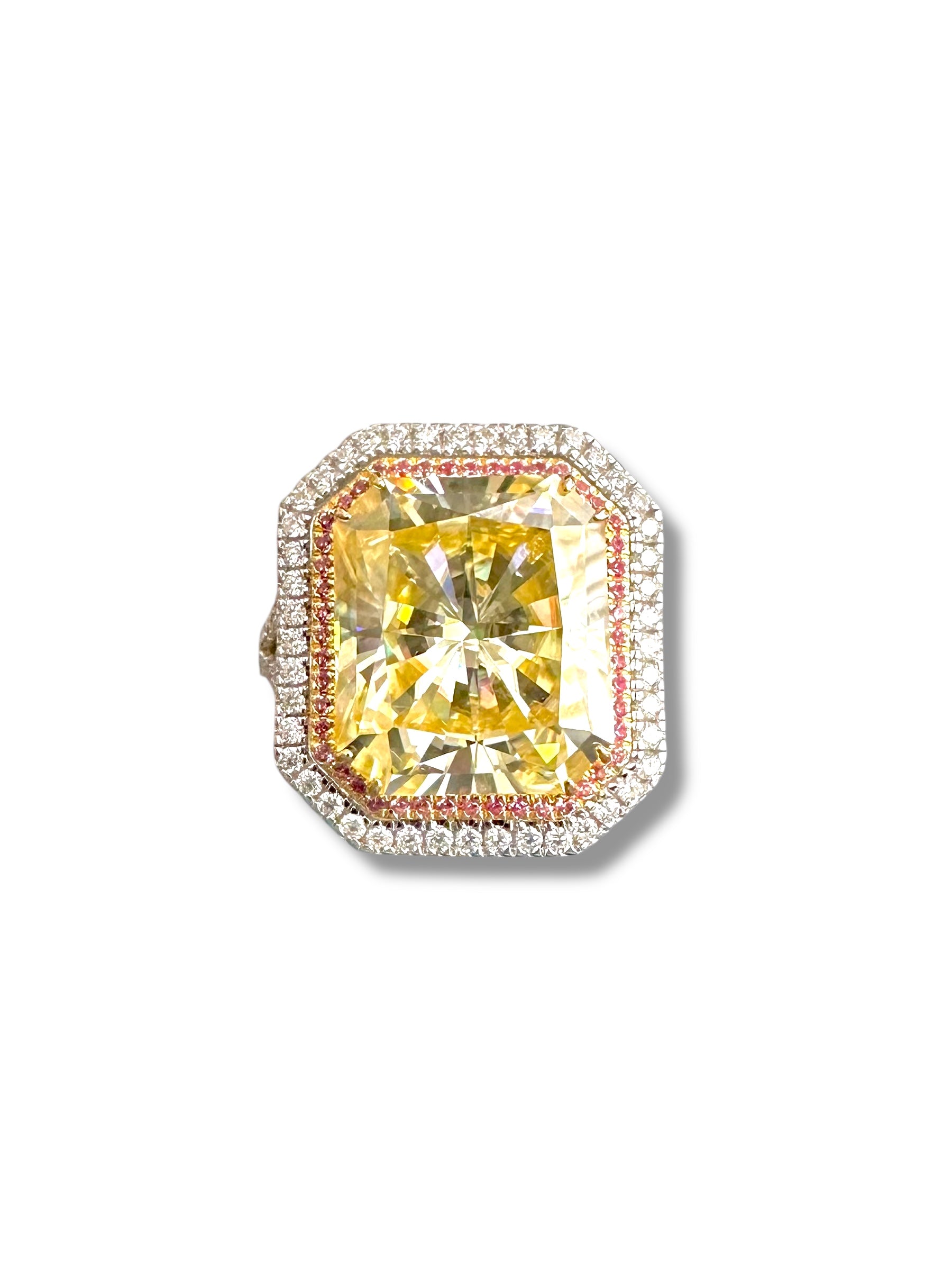 12ct Fancy Yellow Radiant Cut Moissanite Ring  image 1
