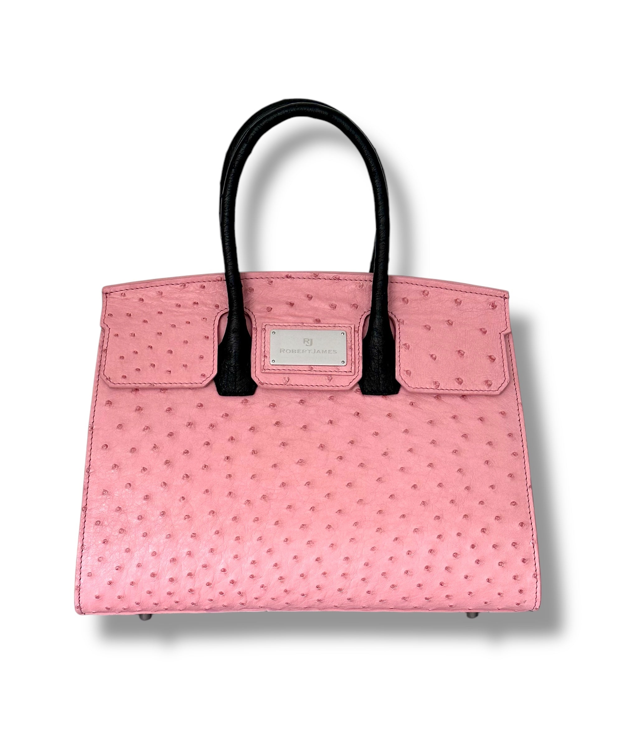 Bi-Color Pink and Black Ostrich - Wrenley Tote image 0