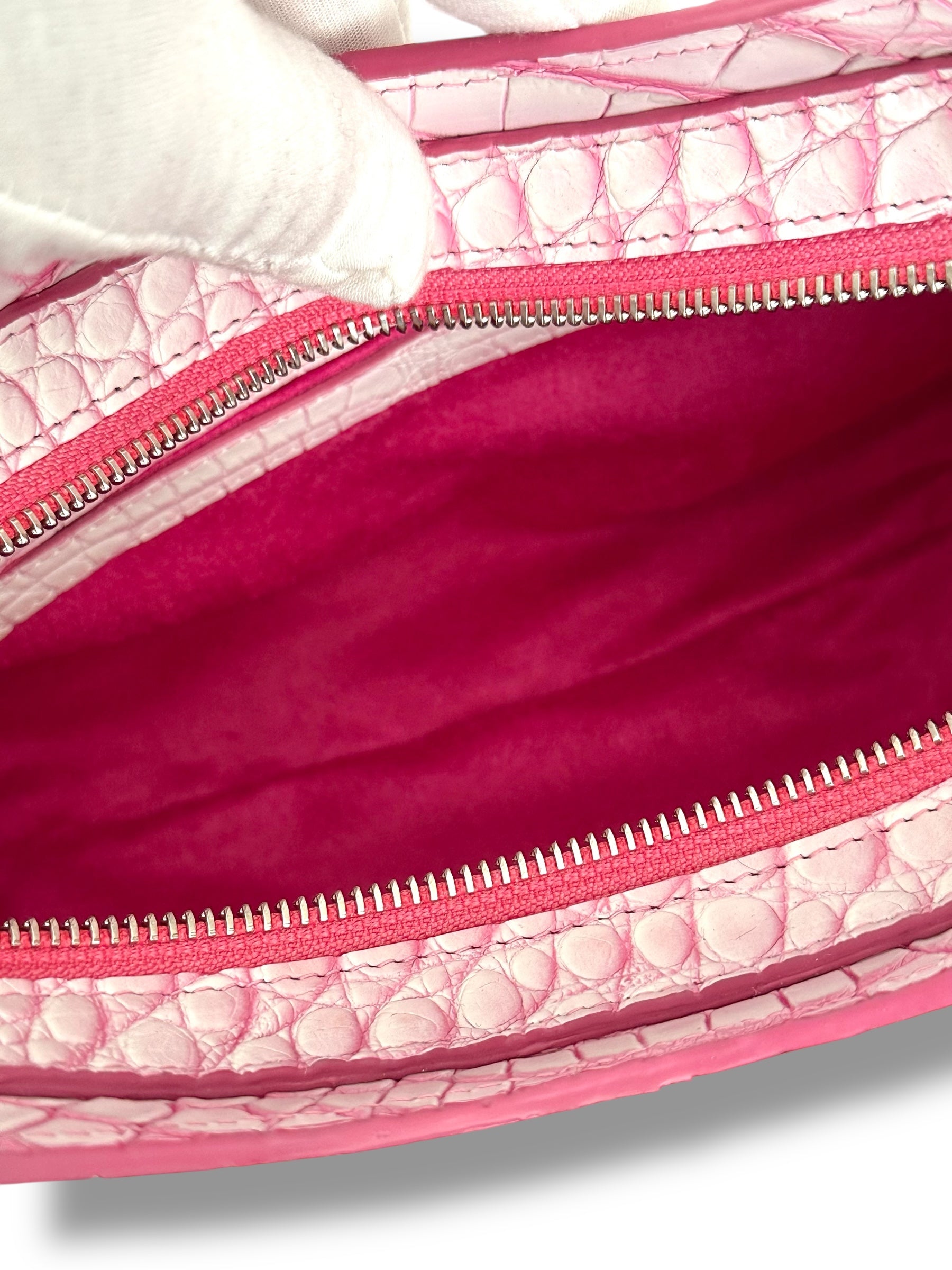 Soft White Alligator with Fuchsia - Blair Hobo image 5