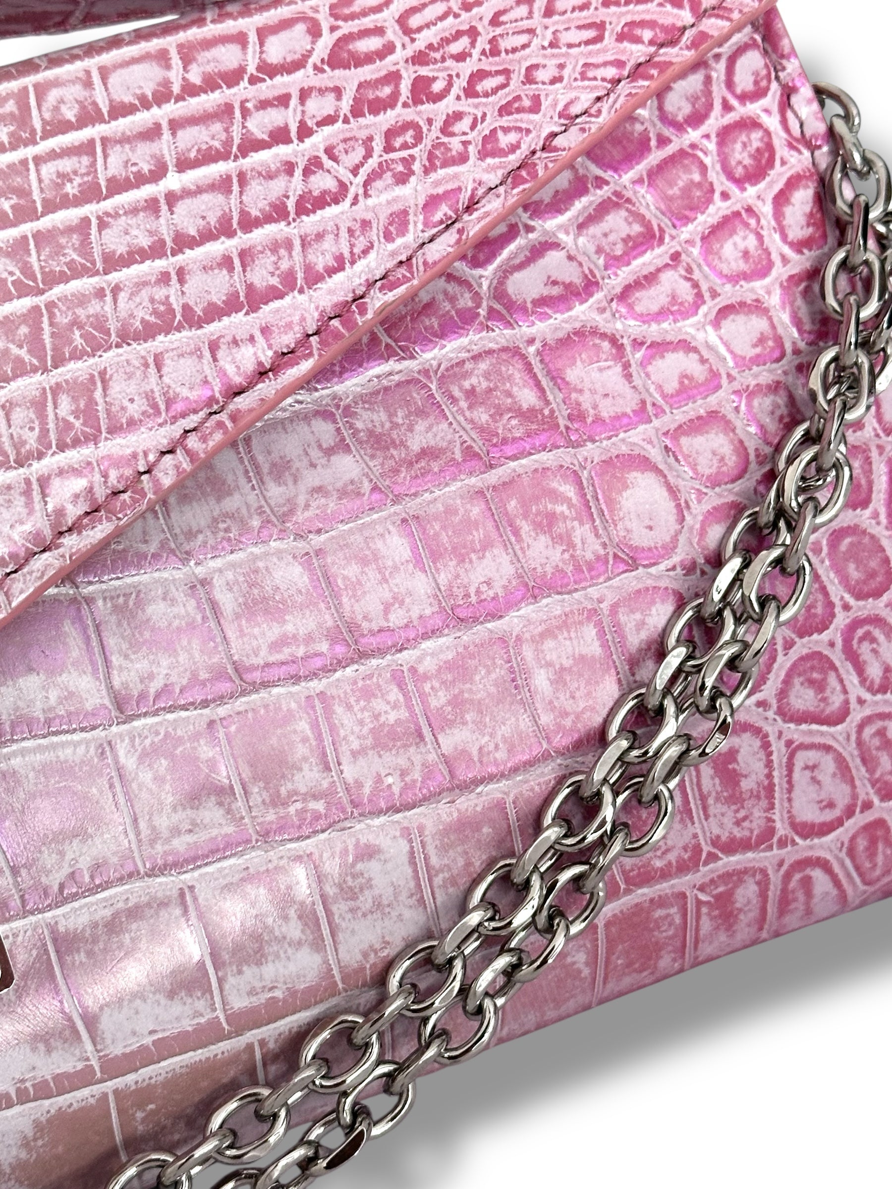 Iridescent/Metallic Pink and White Alligator - The Minnie Pochette image 2