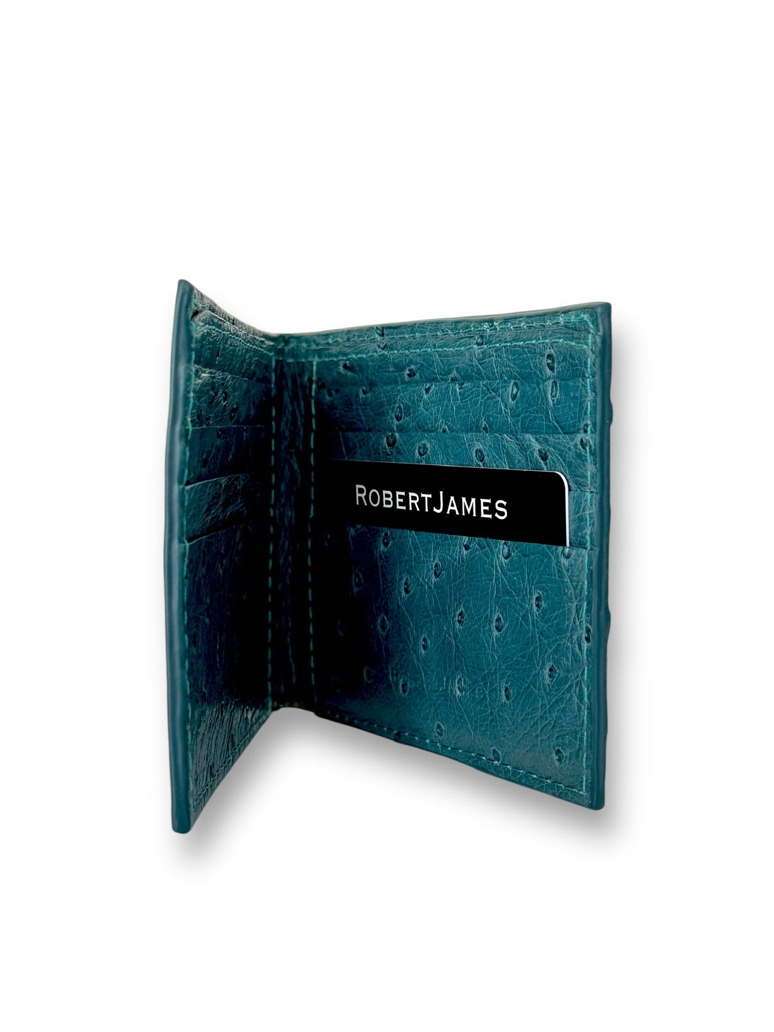 Denium Blue Ostrich - Bi-Fold Unisex Wallet image 1