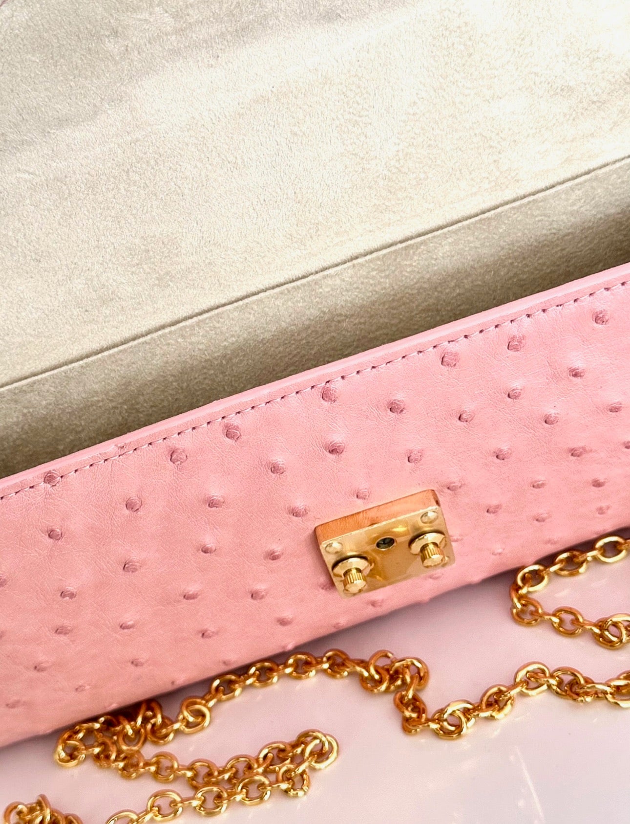 Iridescent Pink Ostrich - Minnie Pochette image 3
