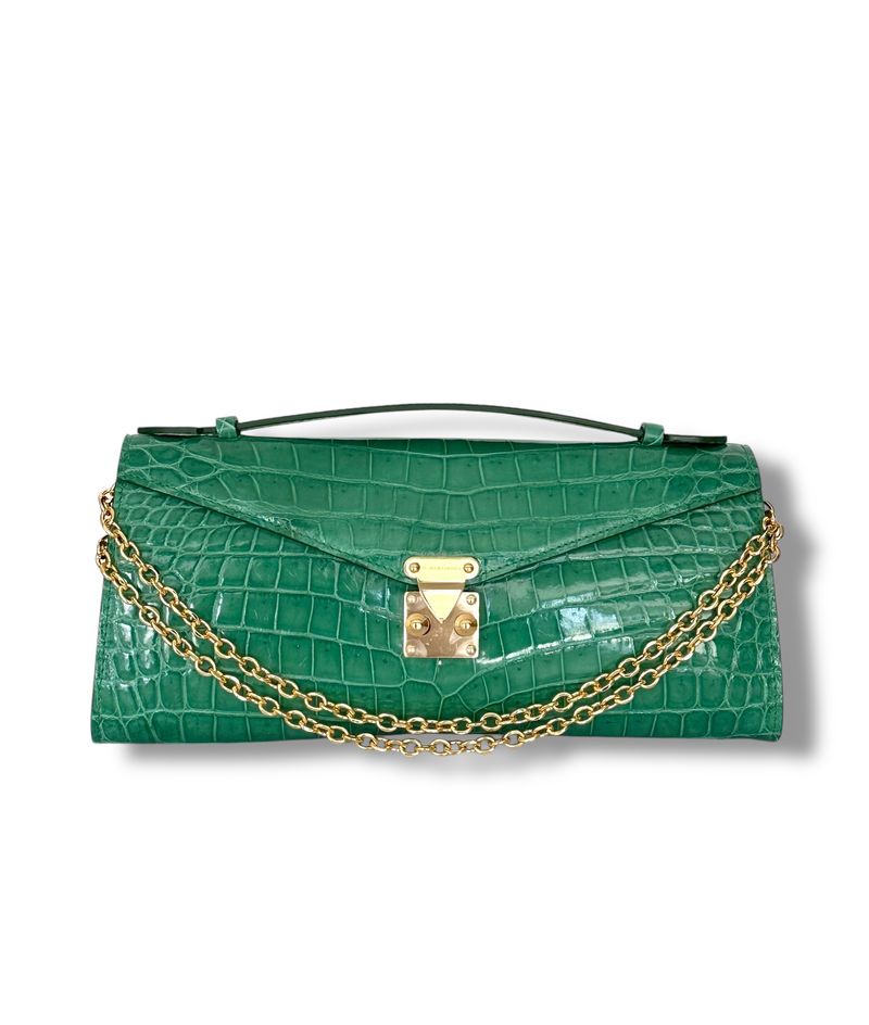 Emerald Green Niloticus Crocodile - Minnie Pochette image 0