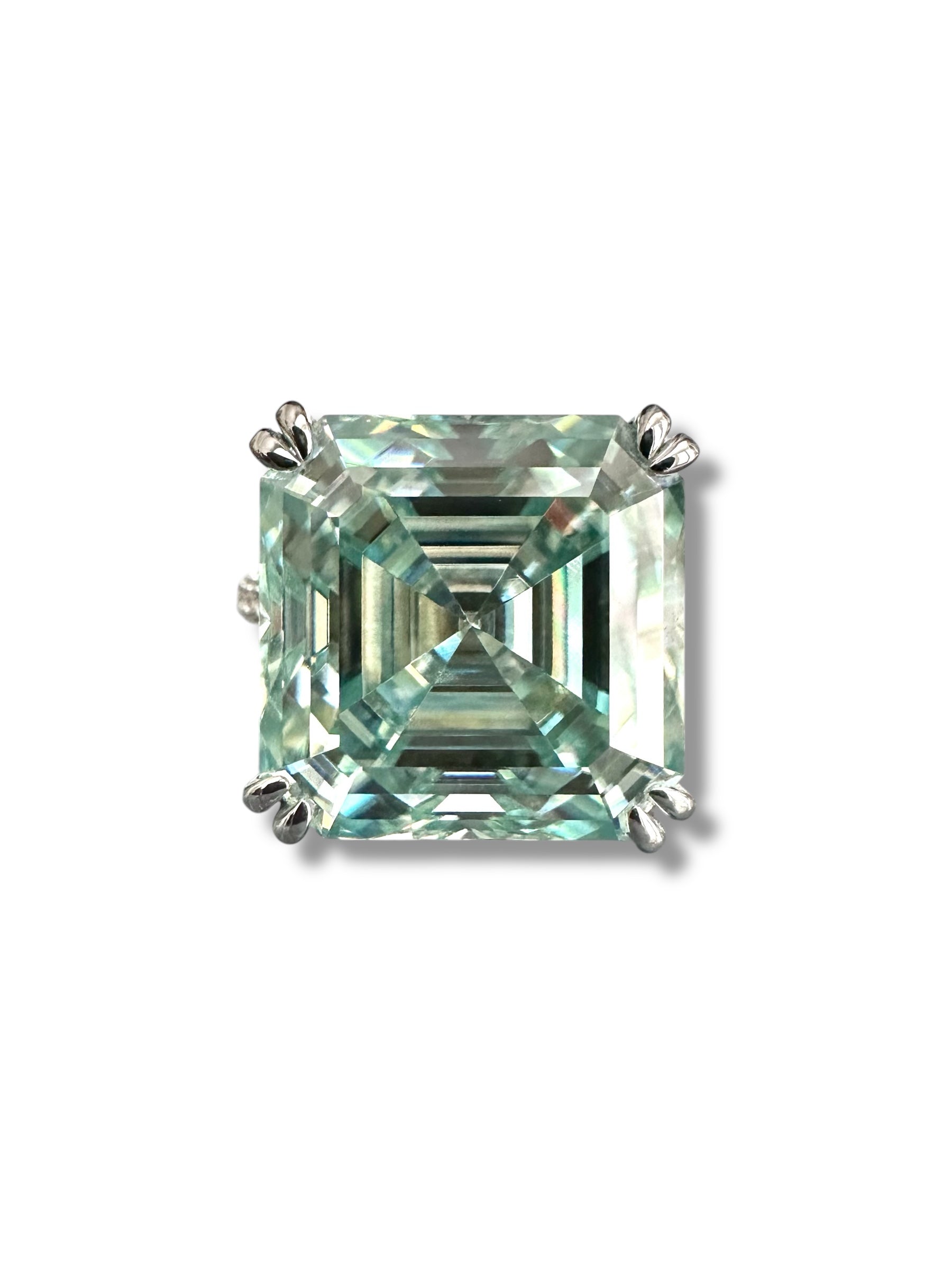 18ct Fancy Soft Green Asscher Cut Moissanite Ring image 4