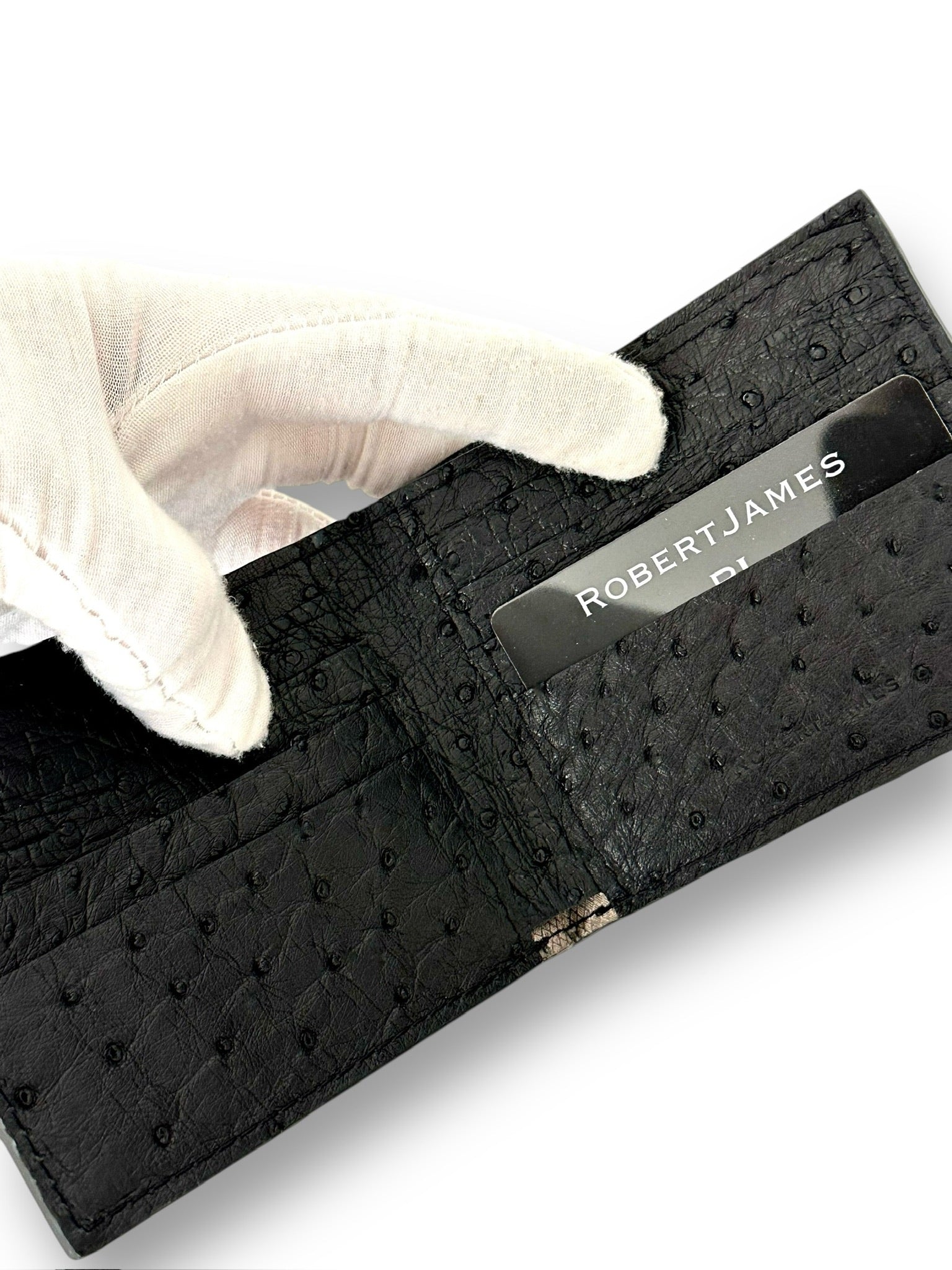 Black Ostrich - Bi-Fold Unisex Wallet image 2