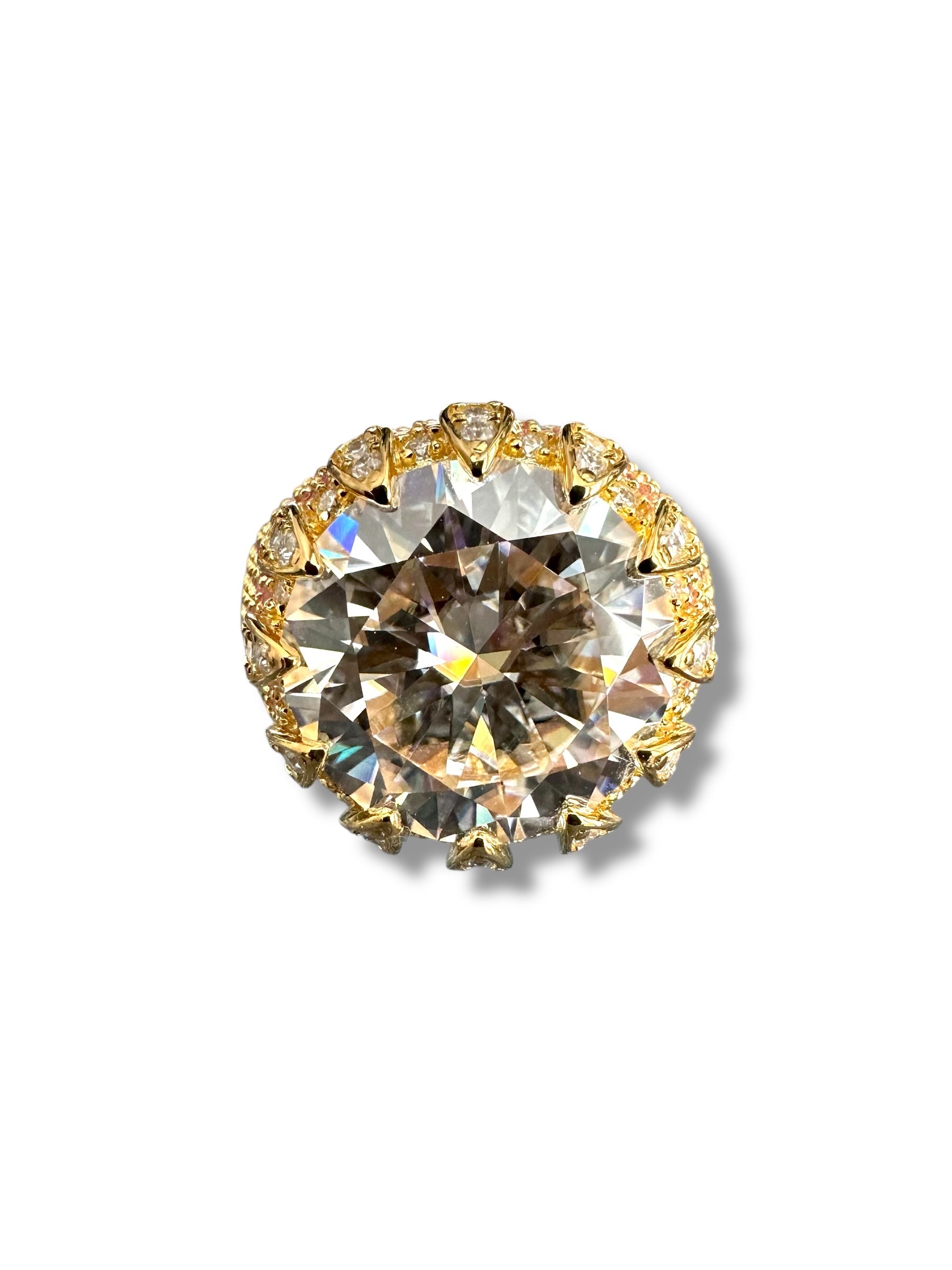 10ct Round Brillant Moissanite Ring with Pink Sapphires image 1