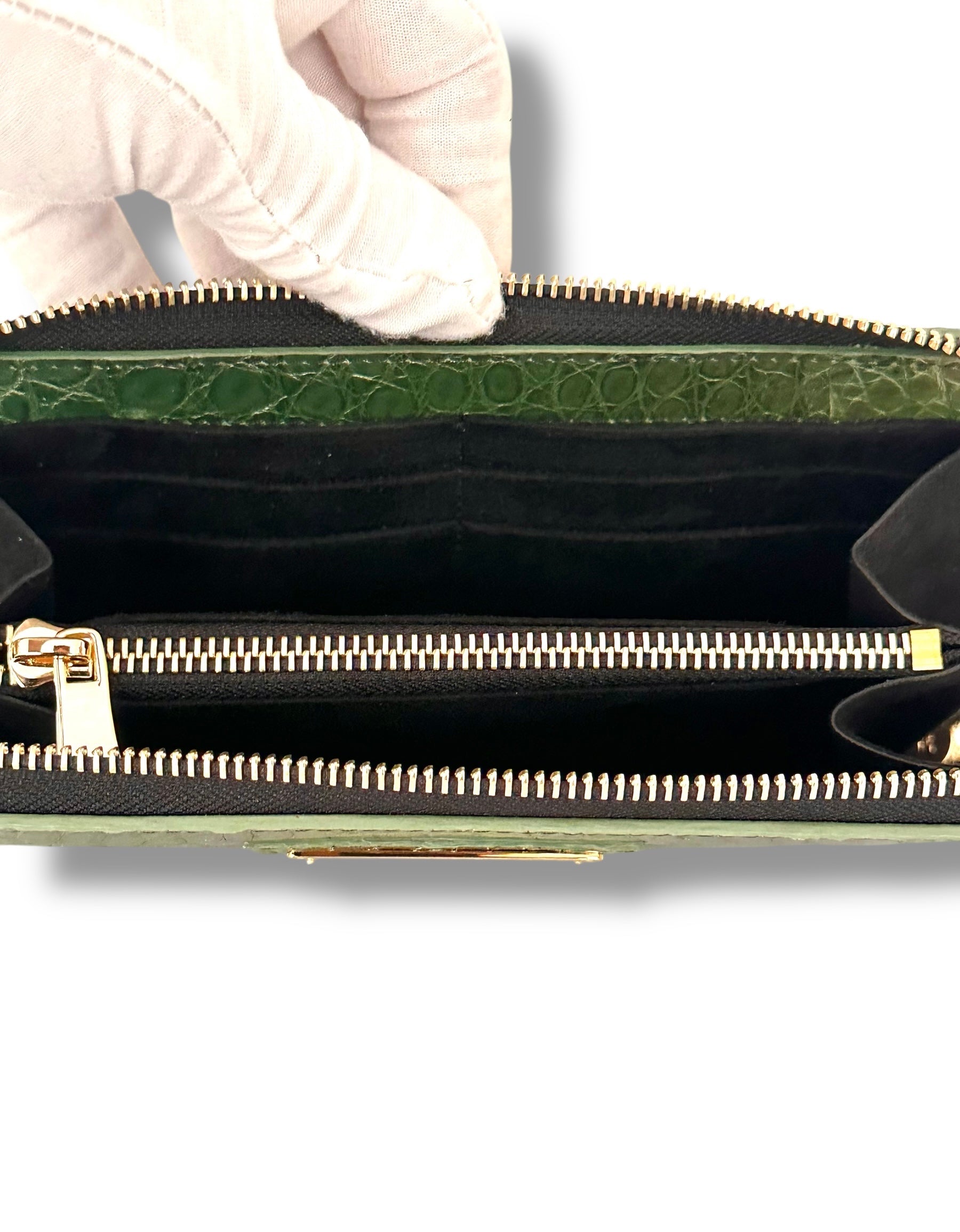 Metallic Celadon Niloticus Crocodile - RobertJames Zip Around Wallet image 2
