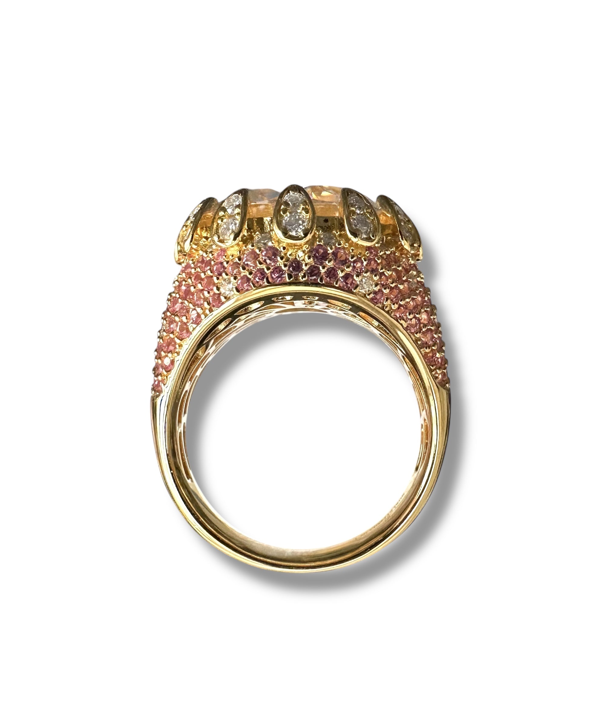 10ct Round Brillant Moissanite Ring with Pink Sapphires image 6