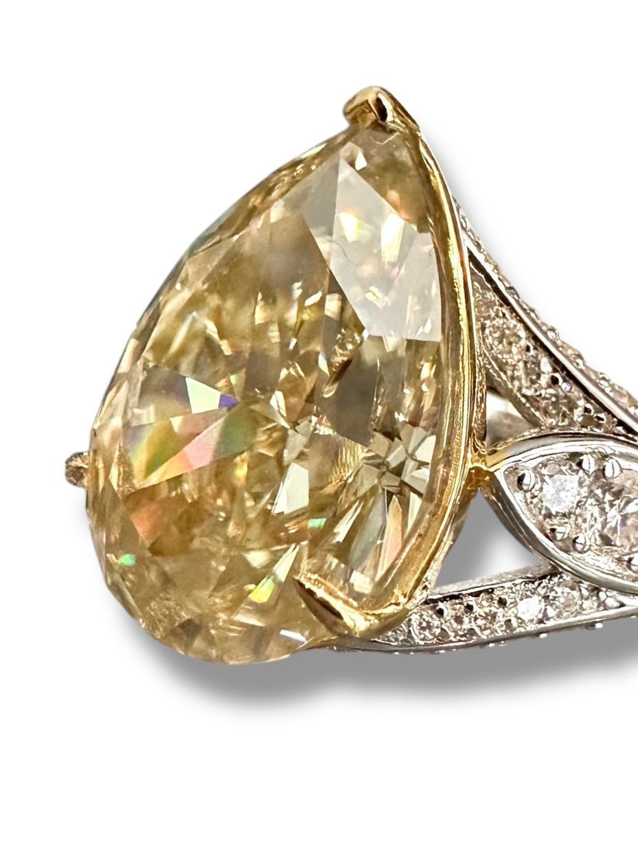 10ct Fancy Yellow Pear Moissanite Ring  image 0