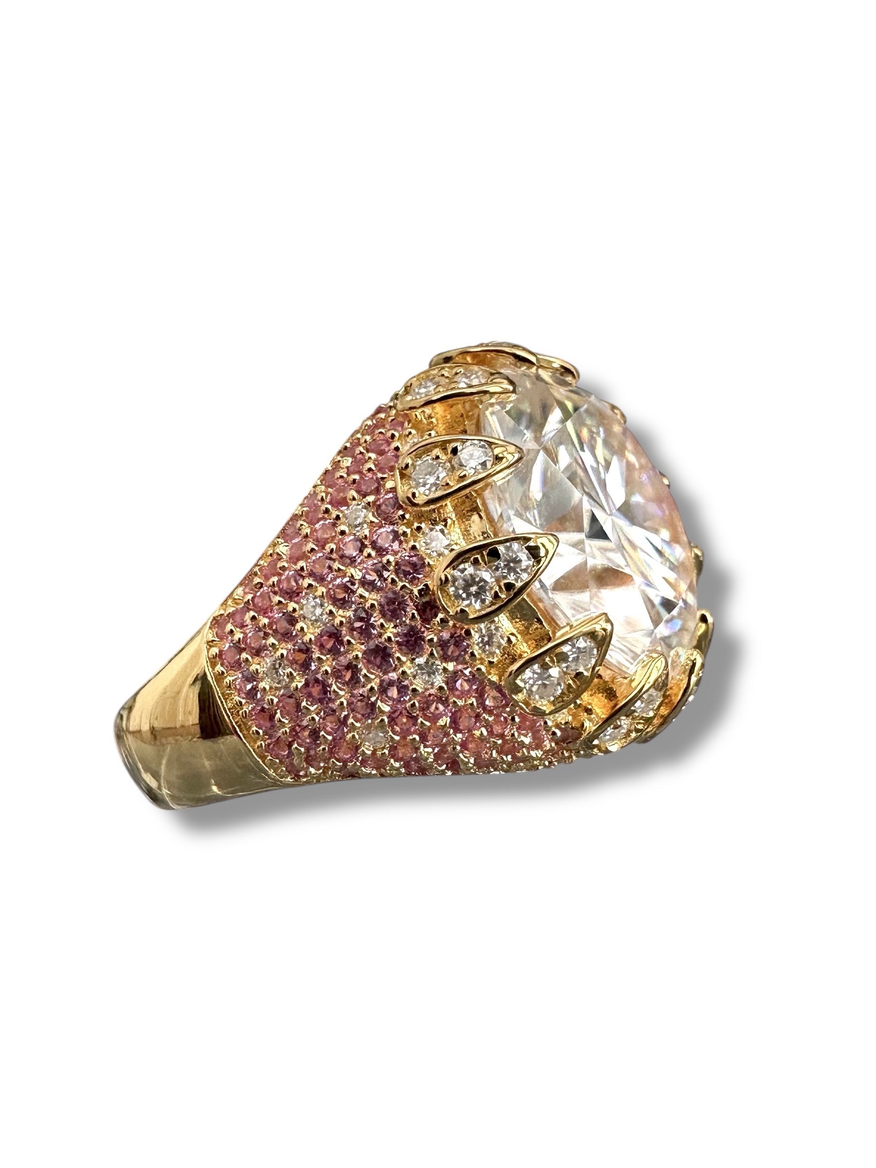 10ct Round Brillant Moissanite Ring with Pink Sapphires image 4