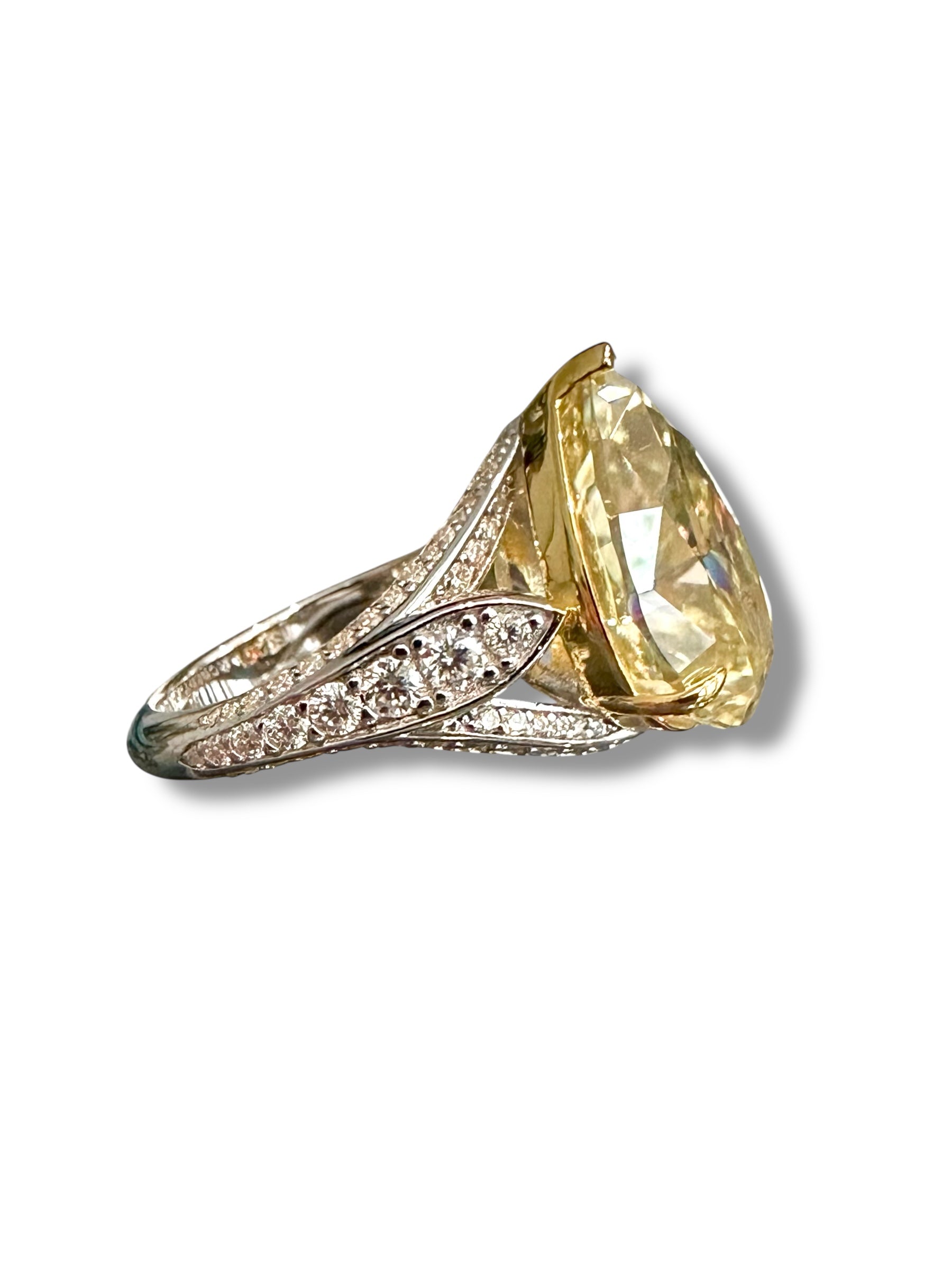 10ct Fancy Yellow Pear Moissanite Ring  image 2