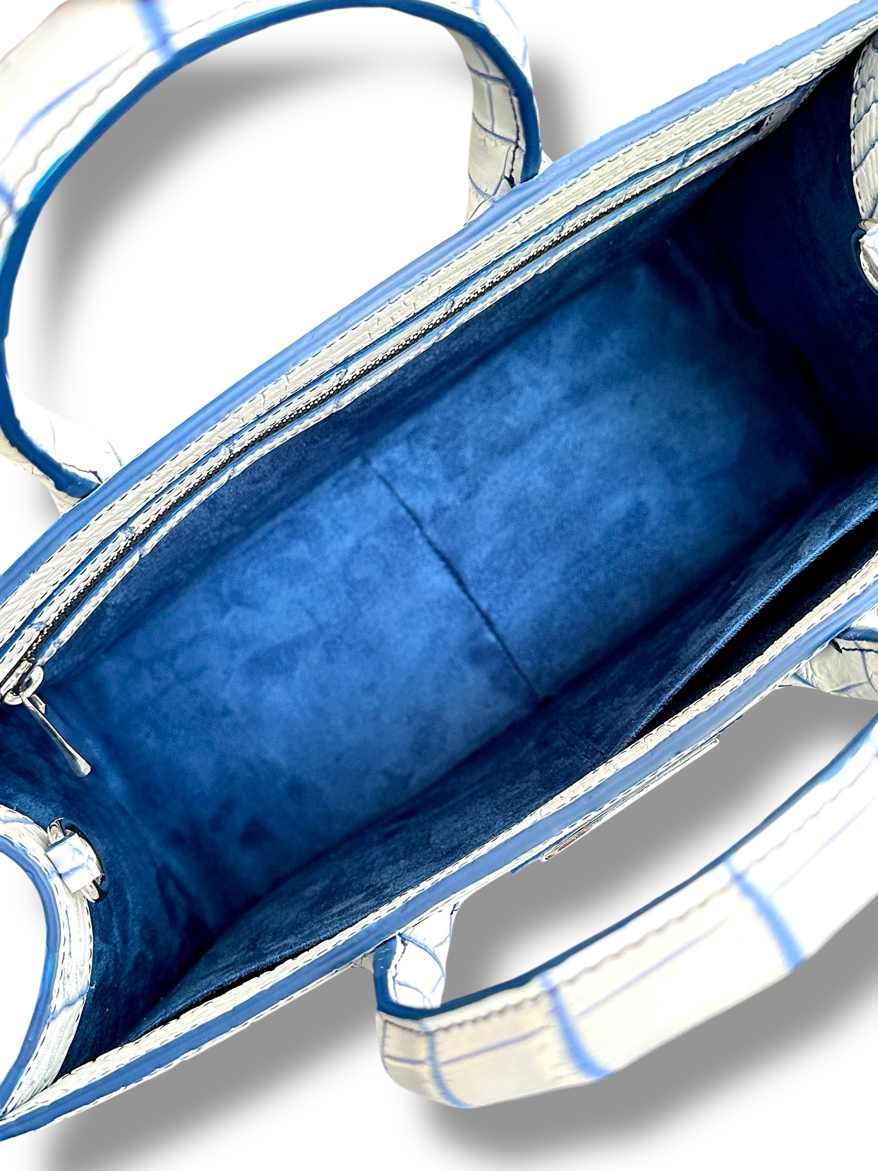 Soft White with Cobalt Niloticus Crocodile - The Classic Tote image 4