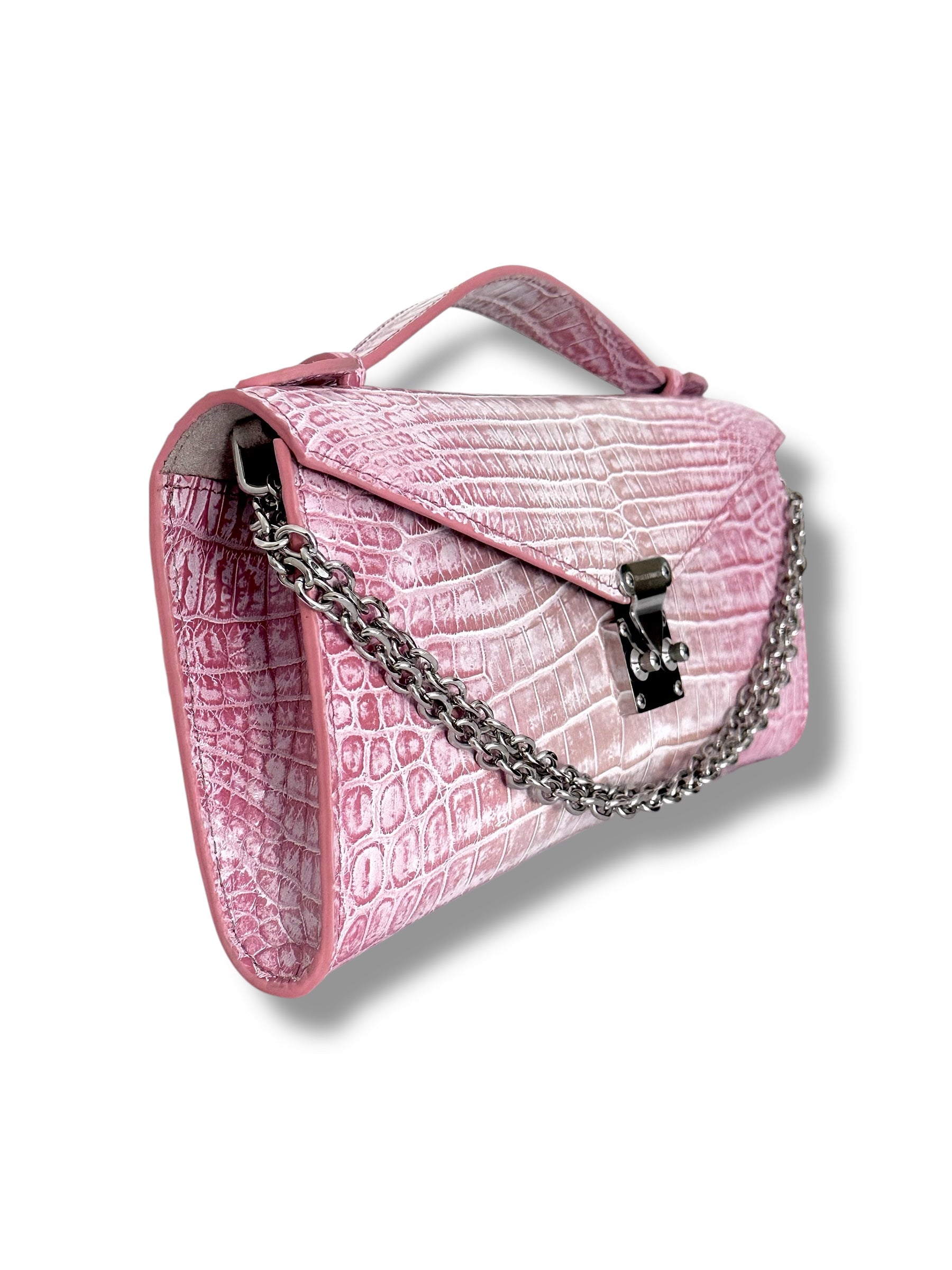 Iridescent/Metallic Pink and White Alligator - The Minnie Pochette image 1