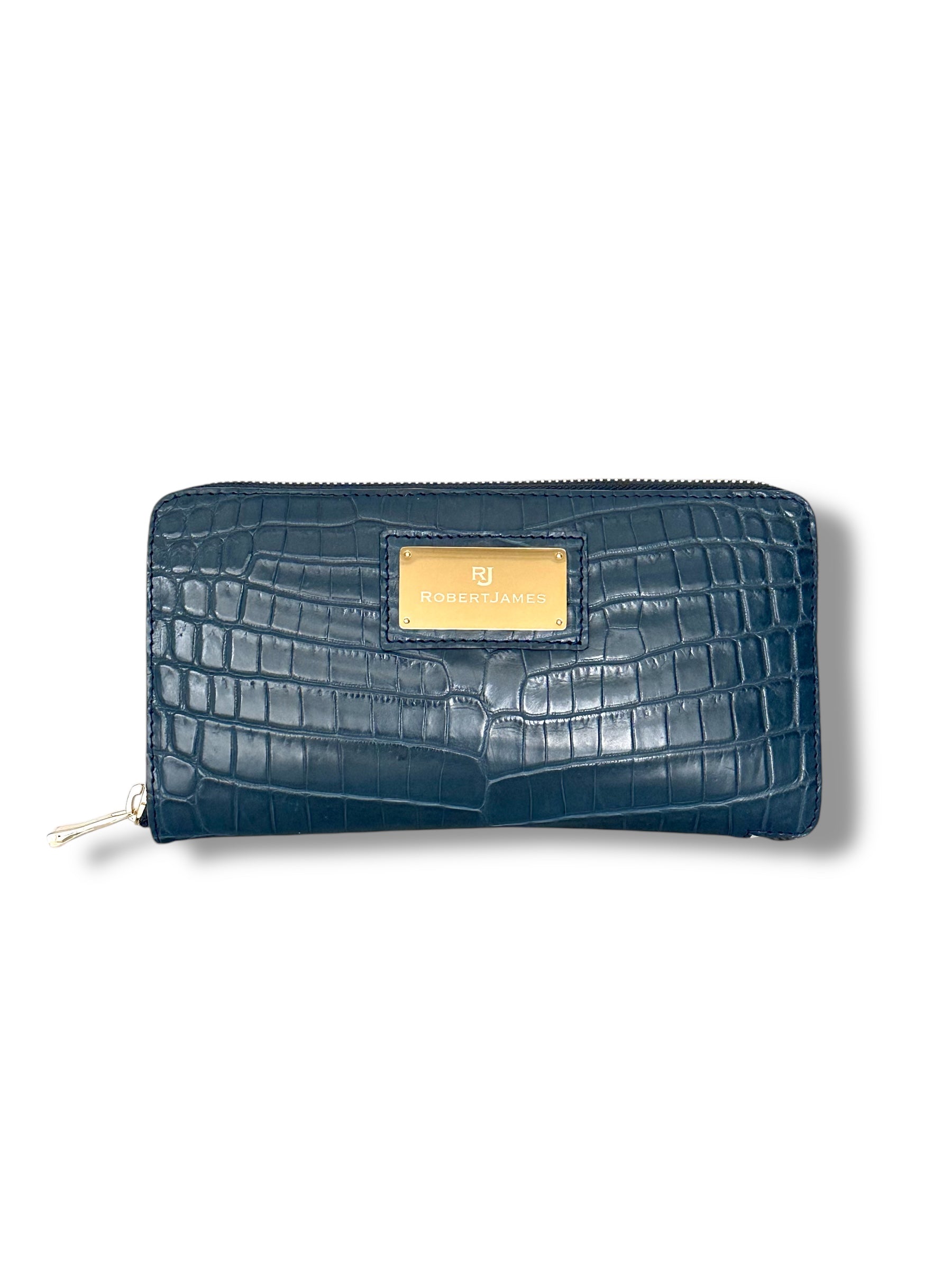 Deep Teal Niloticus Crocodile - RobertJames Zip Around Wallet image 0