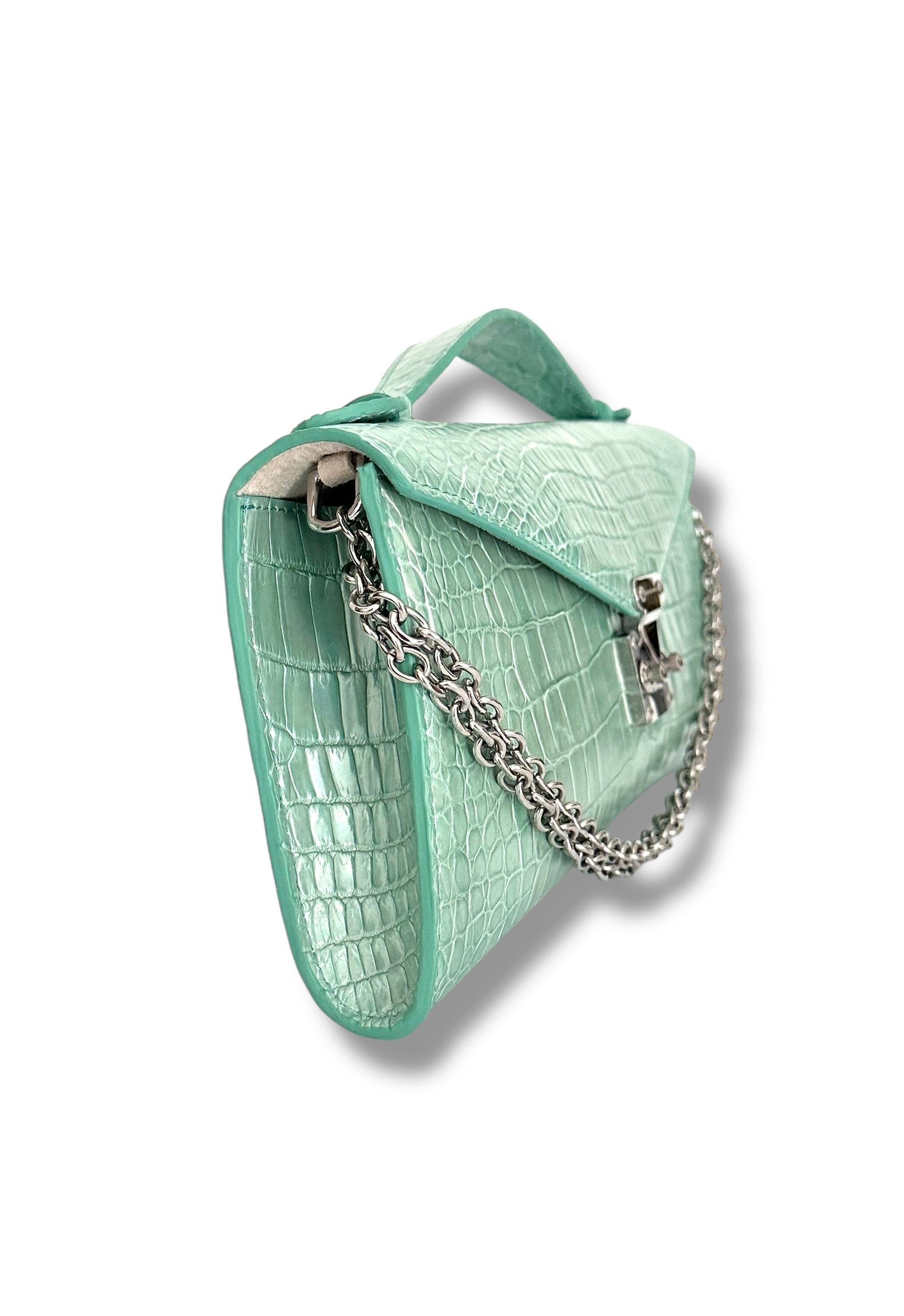 Iridescent Seashell Niloticus Crocodile - Minnie Pochette image 1
