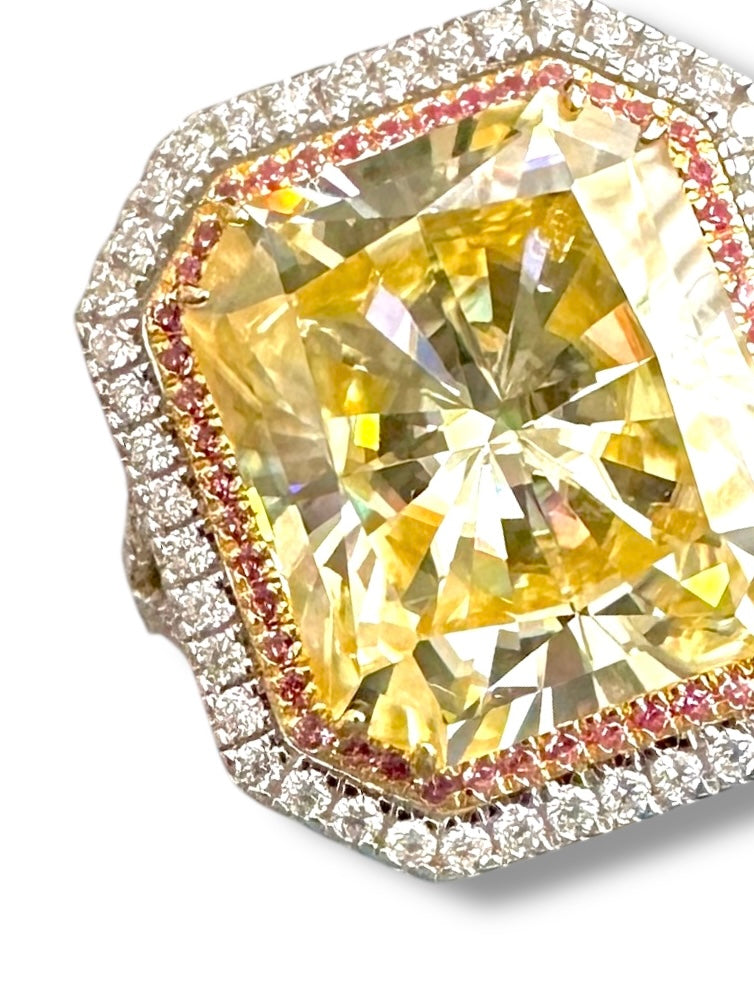 12ct Fancy Yellow Radiant Cut Moissanite Ring  image 0