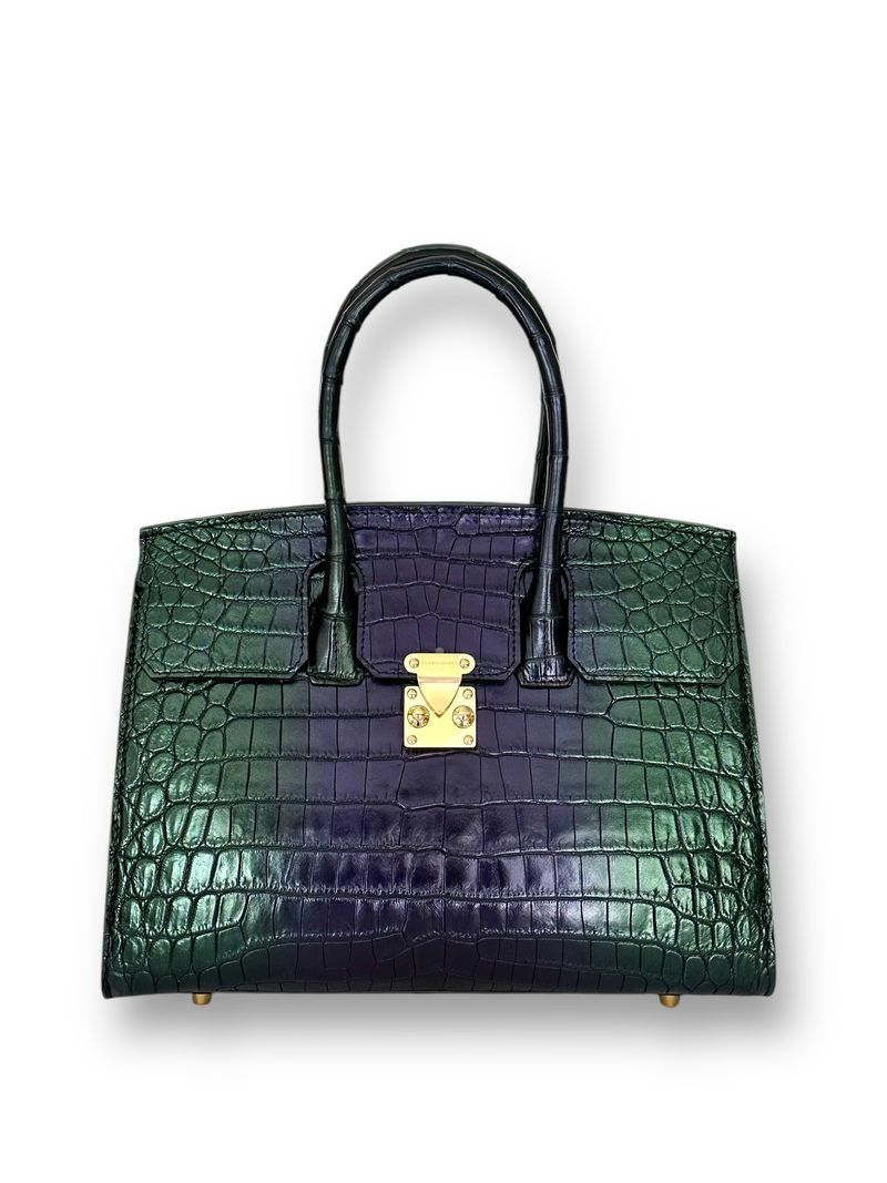 Metallic Green and Purple Alligator - Wrenley Tote image 0
