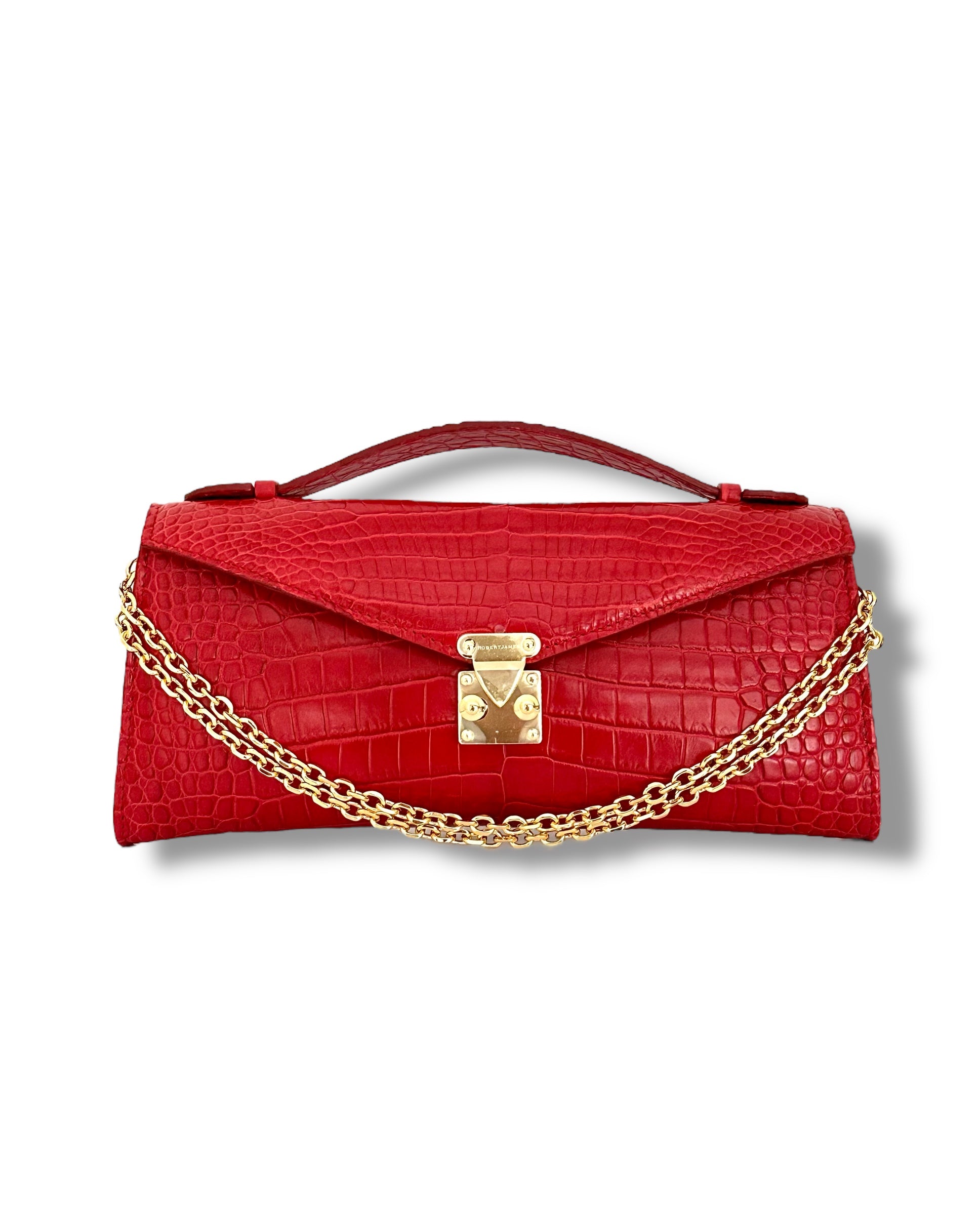Lipstick Red Niloticus Crocodile - The Minnie Pochette image 0