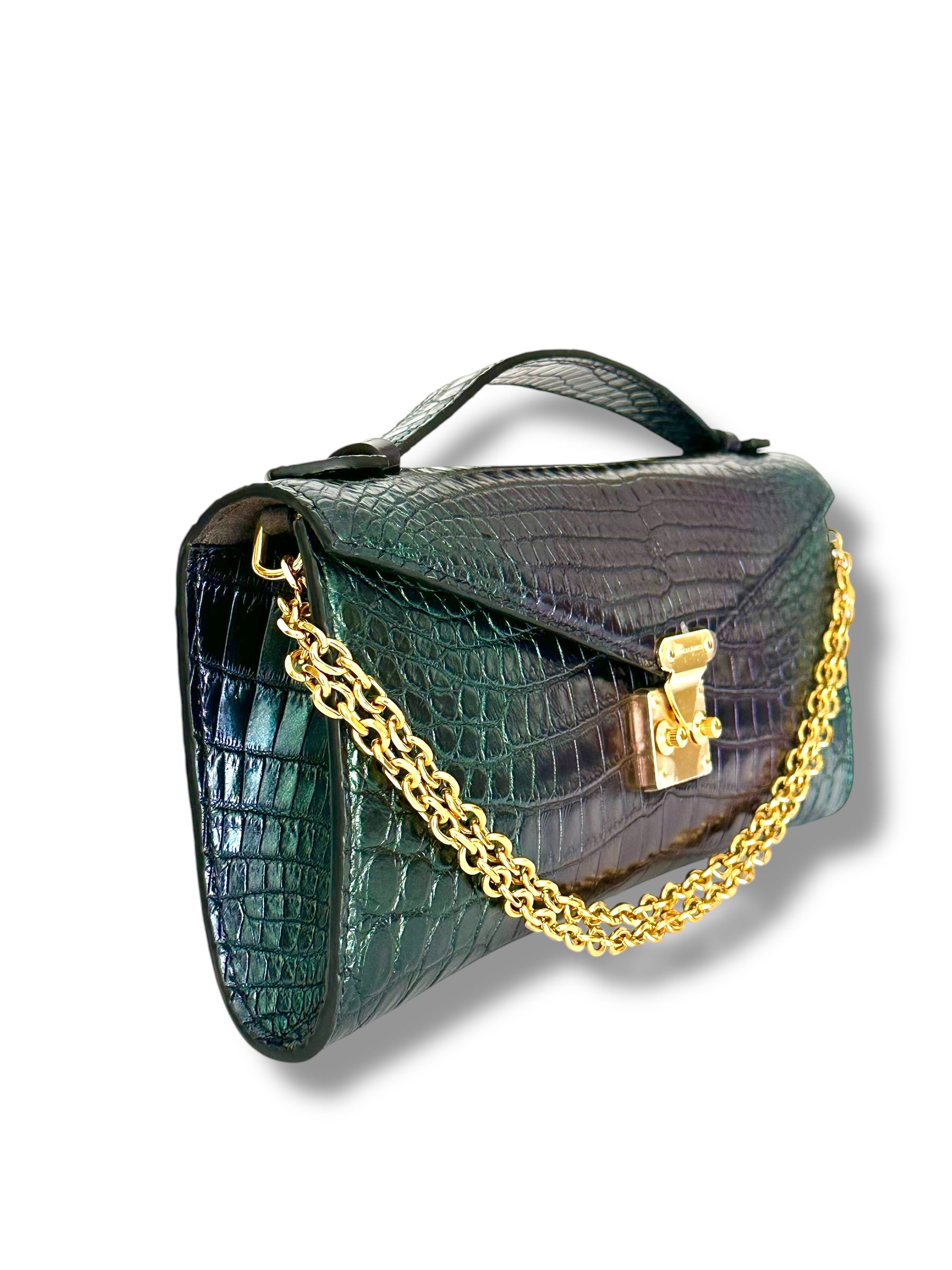 Metallic Green and Purple Alligator - Minnie Pochette image 1