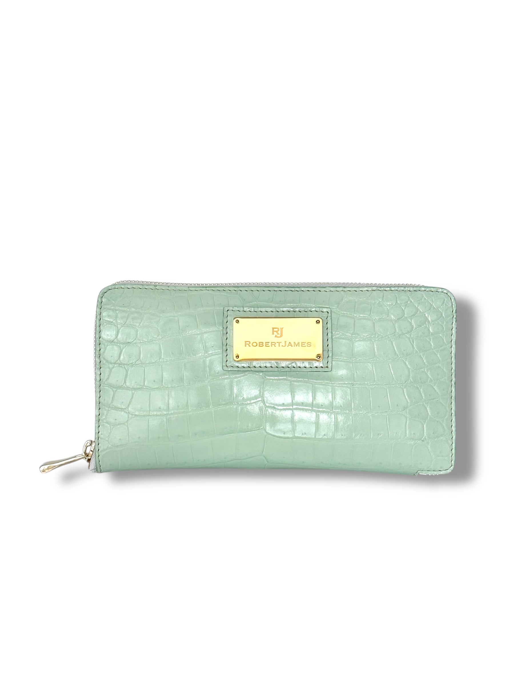 Soft Seafoam Niloticus Crocodile - RobertJames Zip Around Wallet image 0
