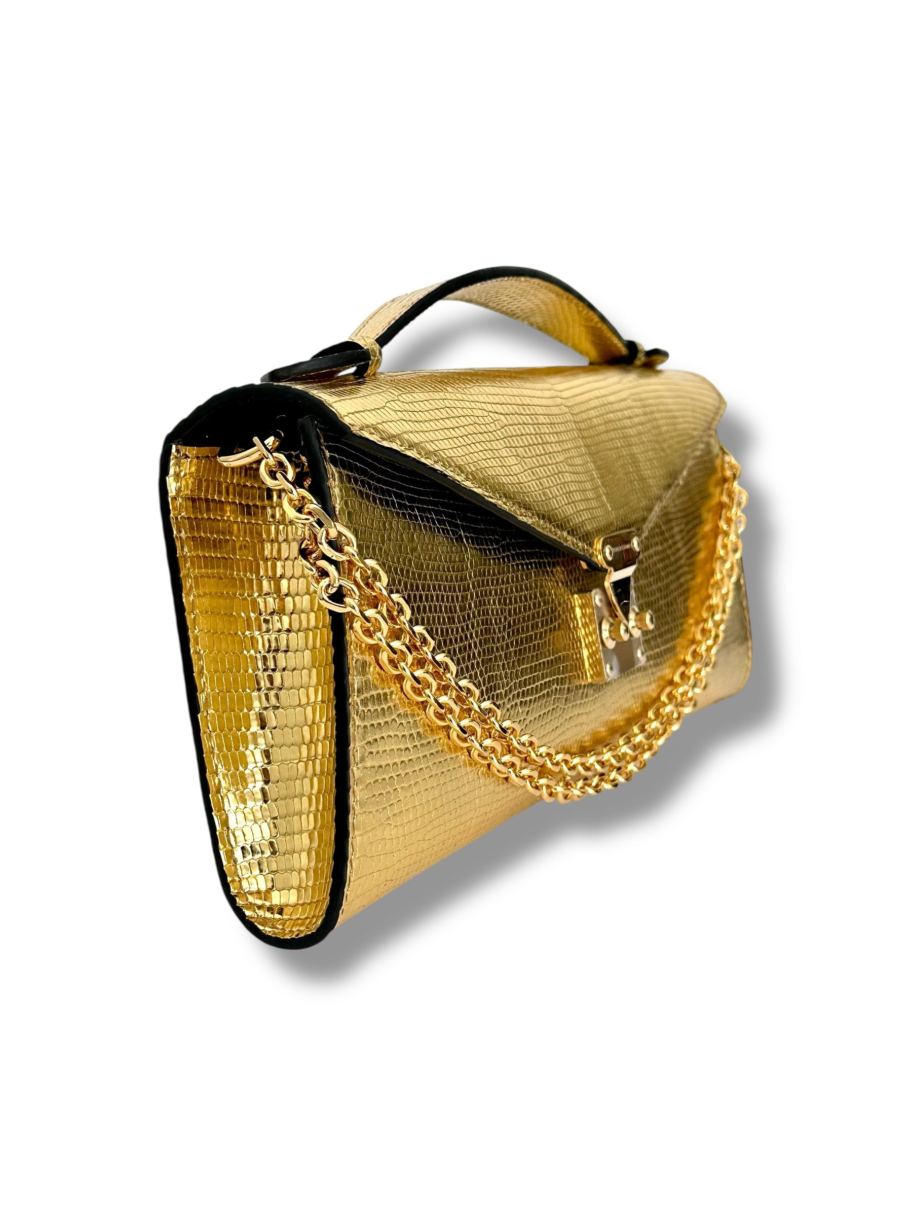 Bright Metallic Gold Salvator Lizard - The Minnie Pochette image 1