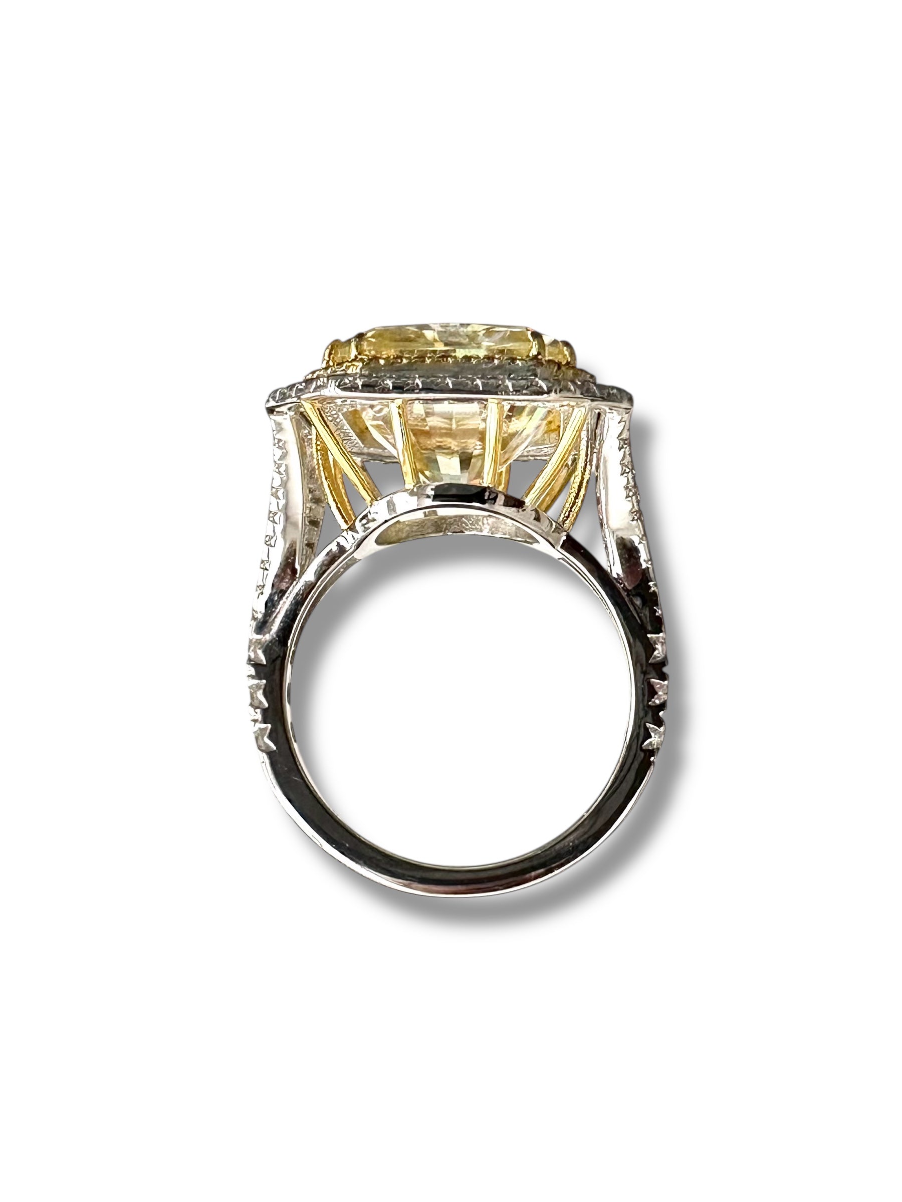 12ct Fancy Yellow Radiant Cut Moissanite Ring  image 7