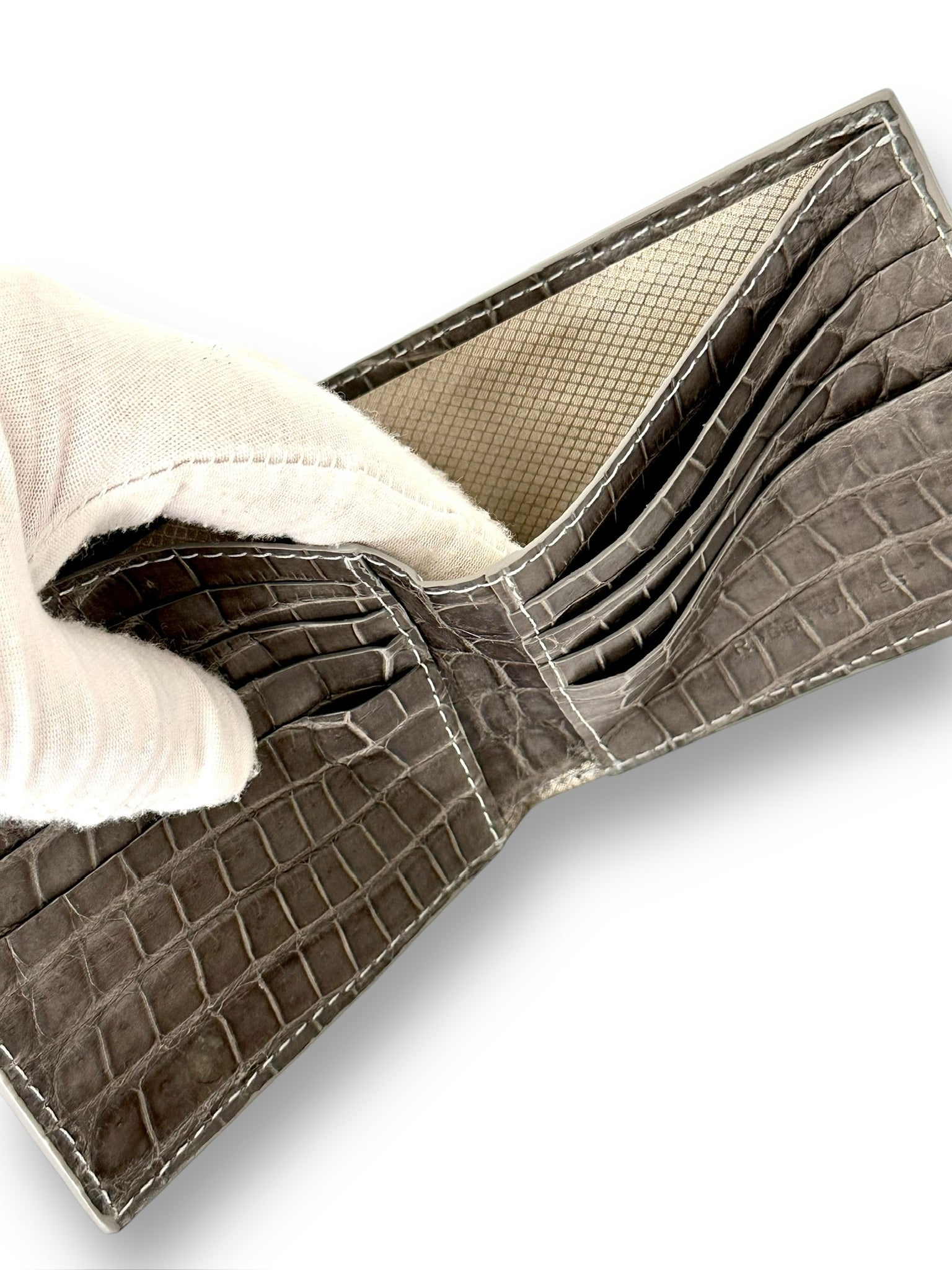 Steel Grey Niloticus Crocodile- Bi-Fold Unisex Wallet image 3