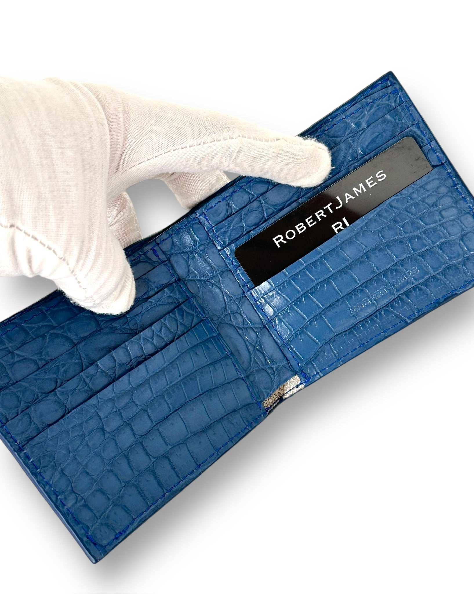 Deep Denim Niloticus Crocodile - Bi-Fold Unisex Wallet image 2