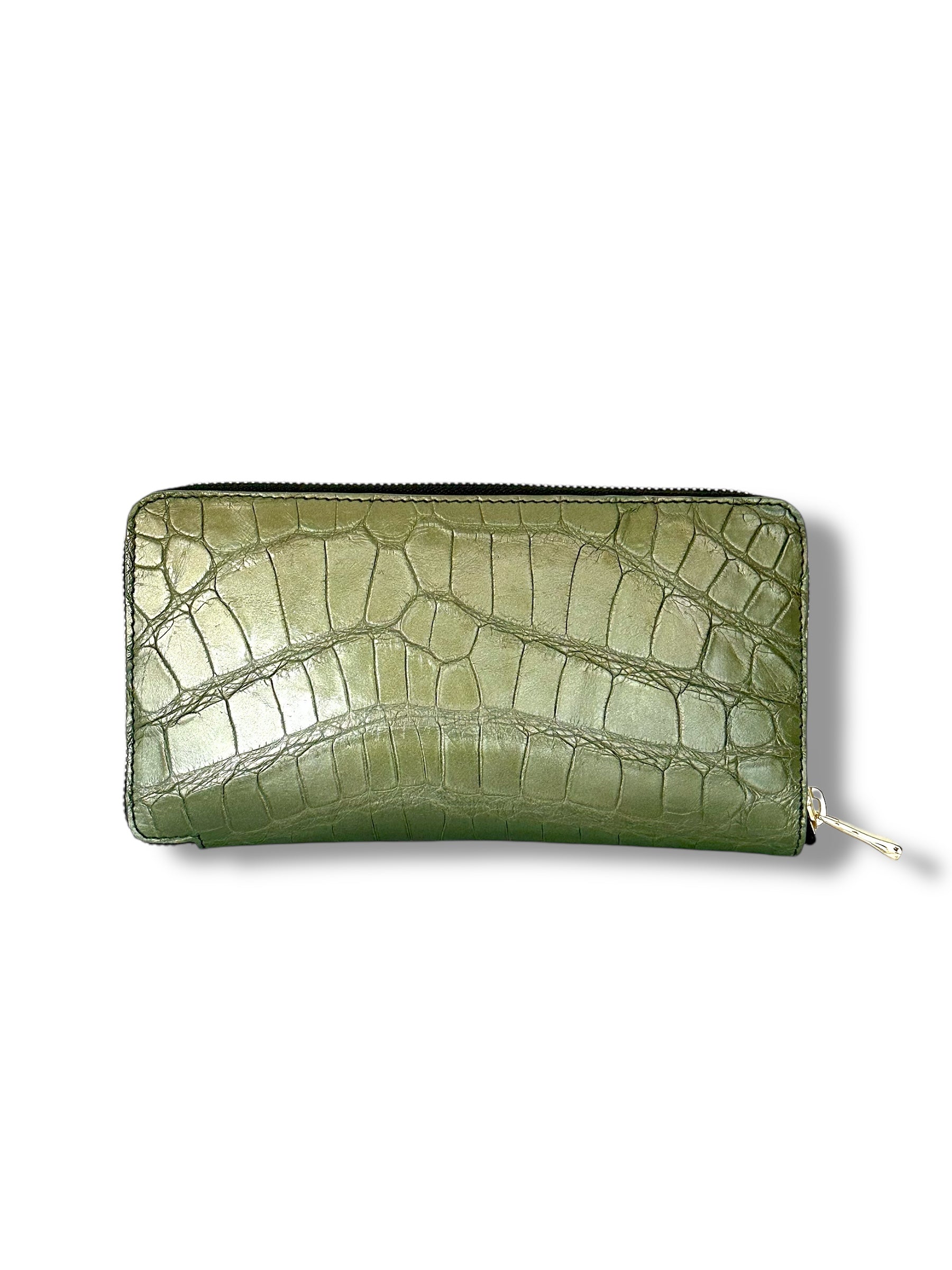 Metallic Celadon Niloticus Crocodile - RobertJames Zip Around Wallet image 1