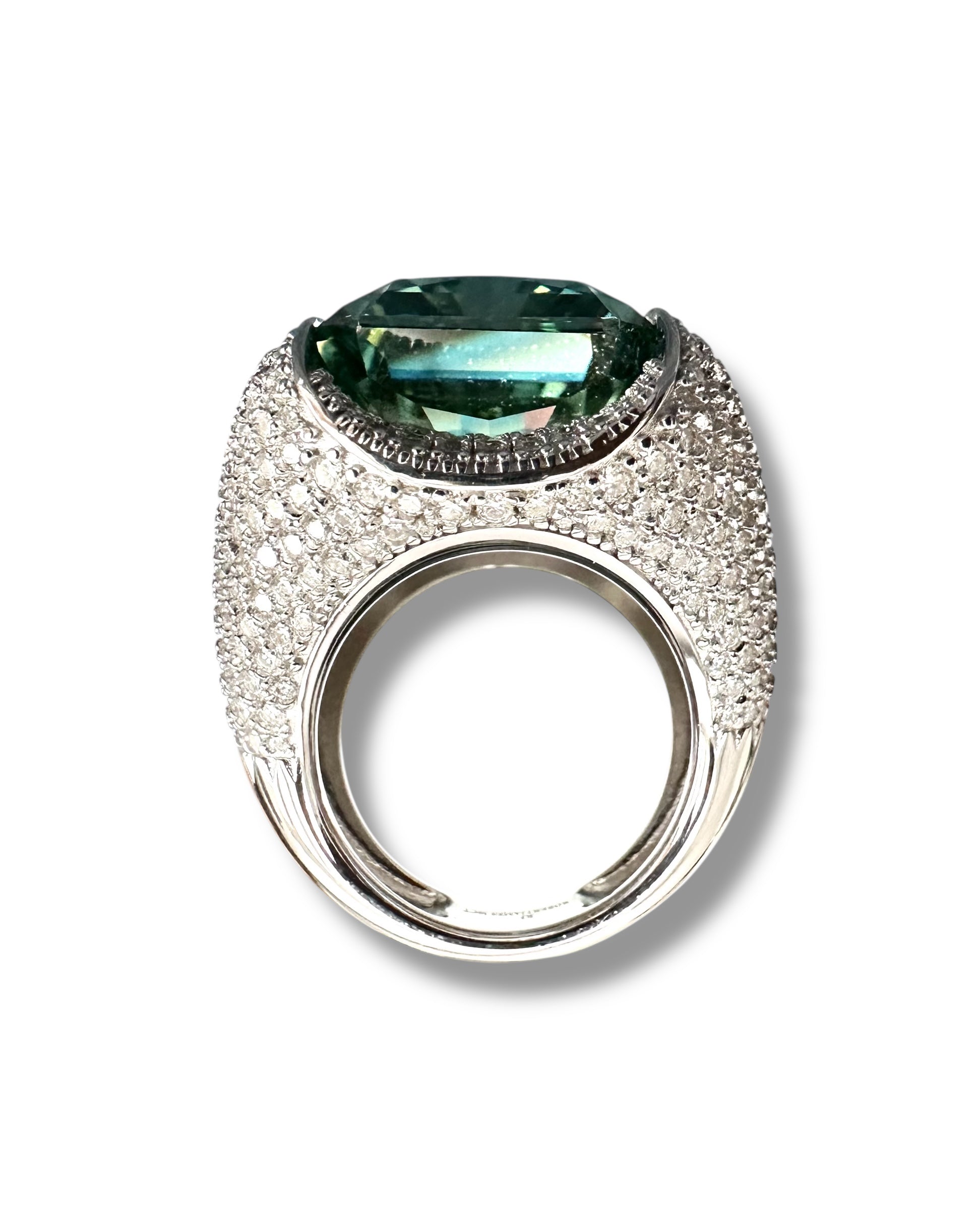 30ct Deep Green Radiant Cut Moissanite Ring image 6