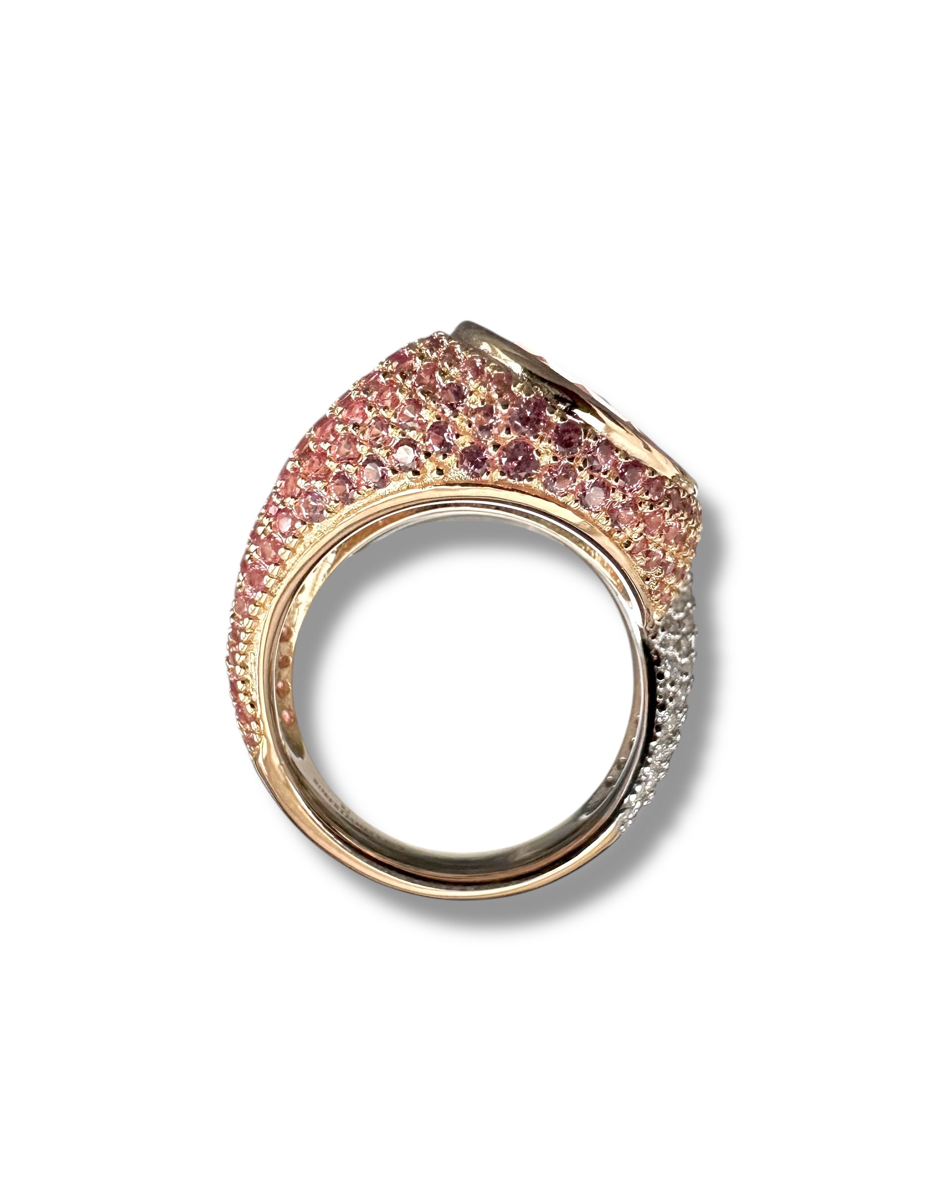 Gorgeous Double Pear Ring with Pink Spaphire and Moissanite  image 4