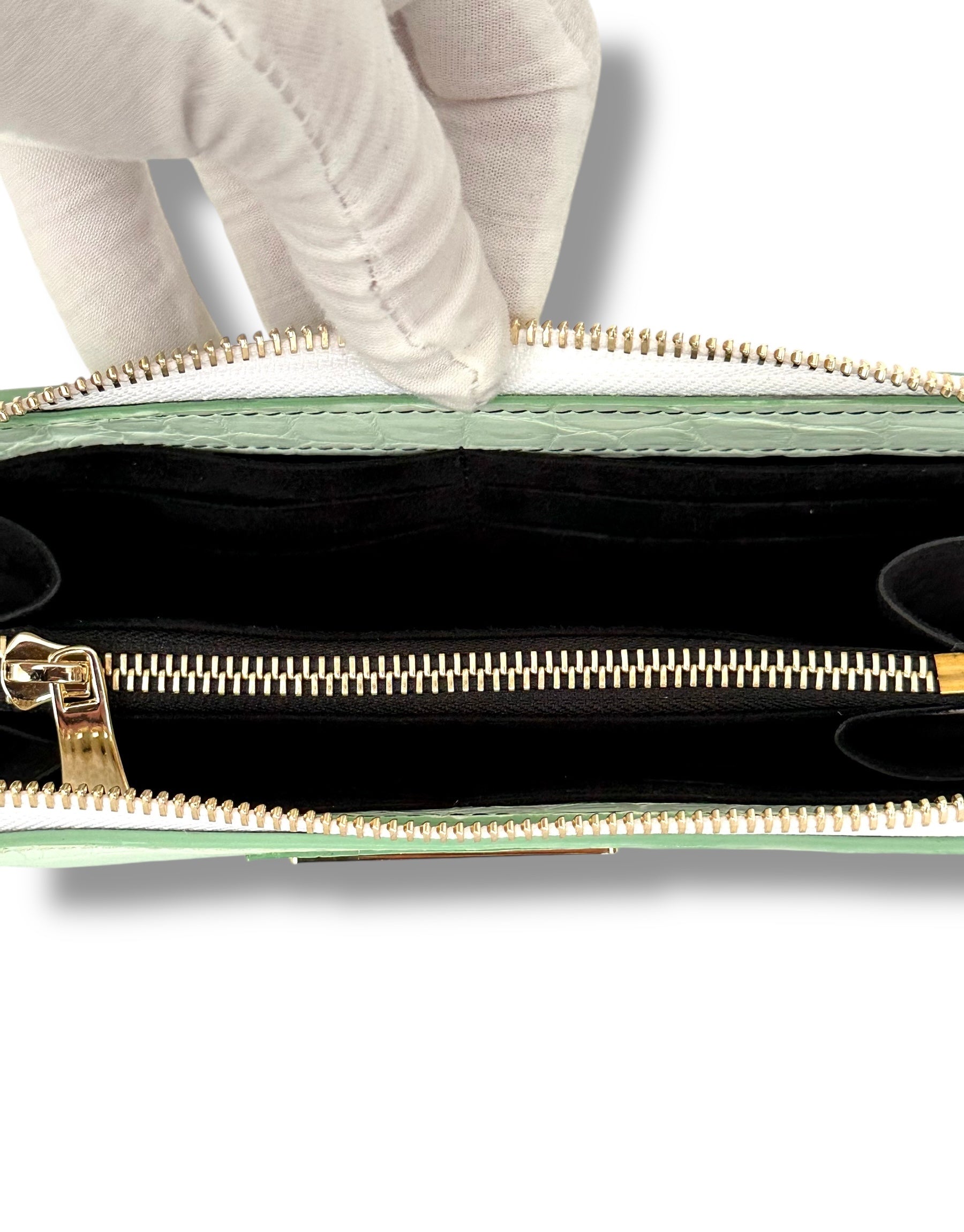 Soft Seafoam Niloticus Crocodile - RobertJames Zip Around Wallet image 2