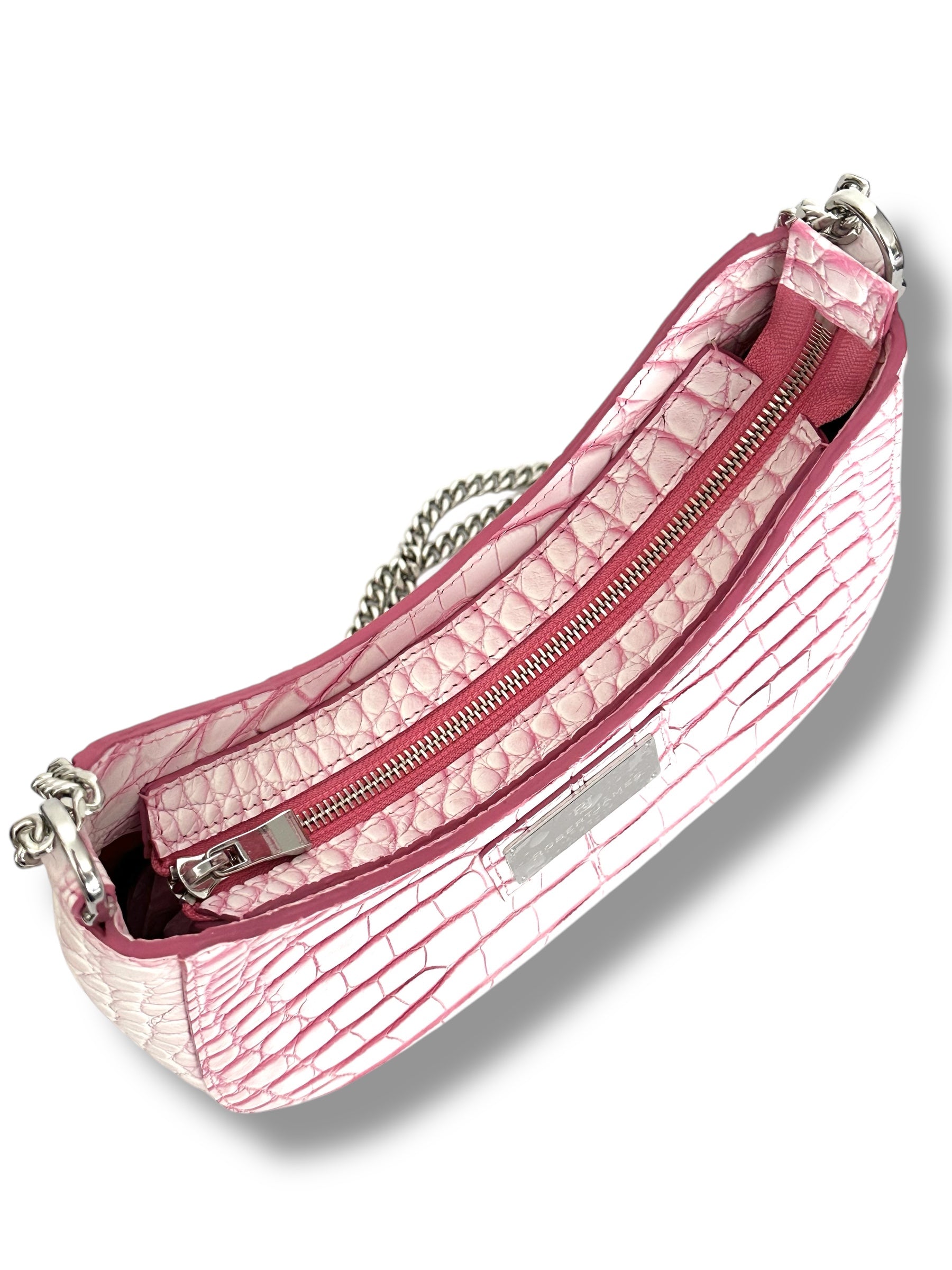 Soft White Alligator with Fuchsia - Blair Hobo image 4