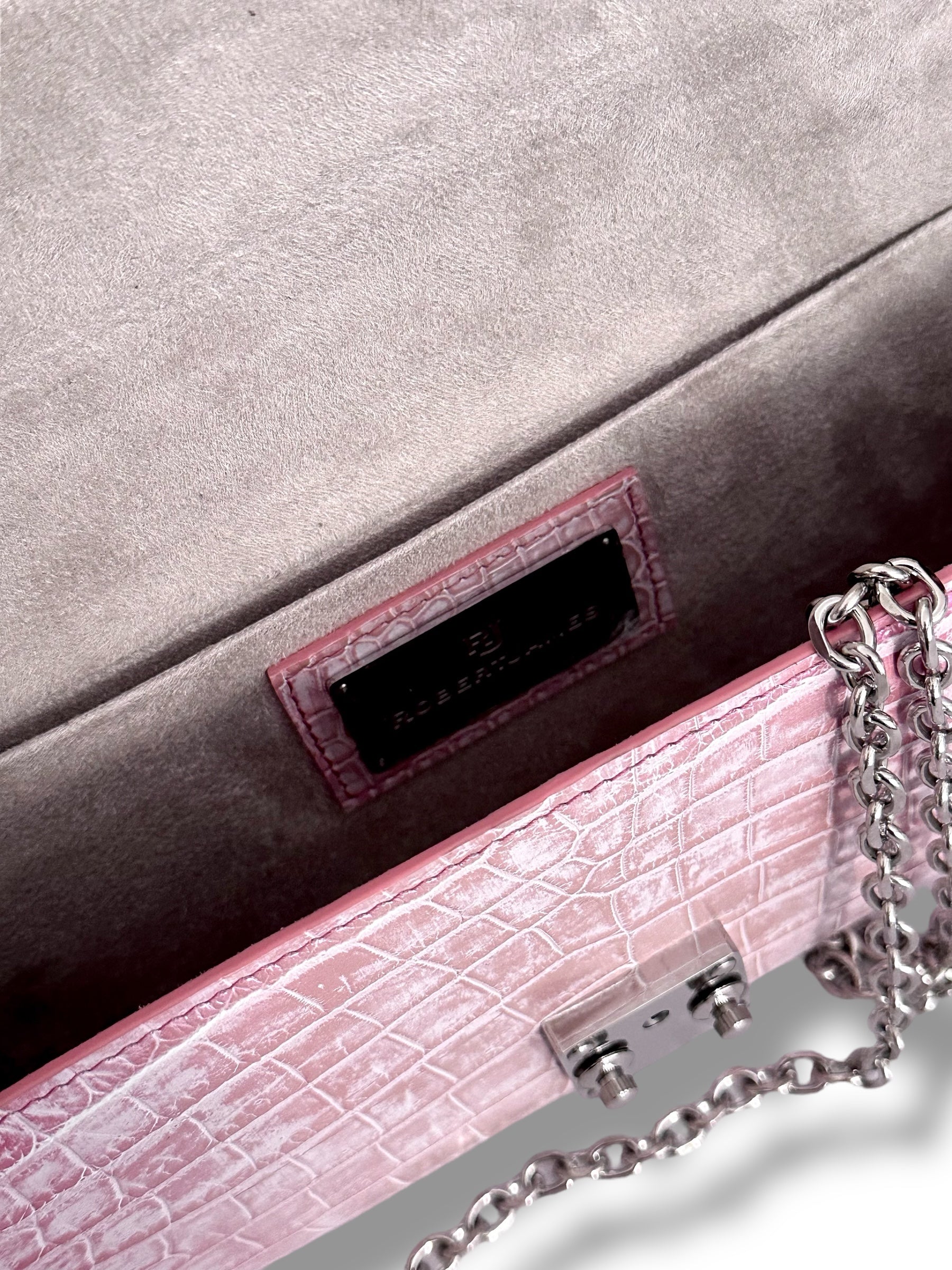 Iridescent/Metallic Pink and White Alligator - The Minnie Pochette image 4