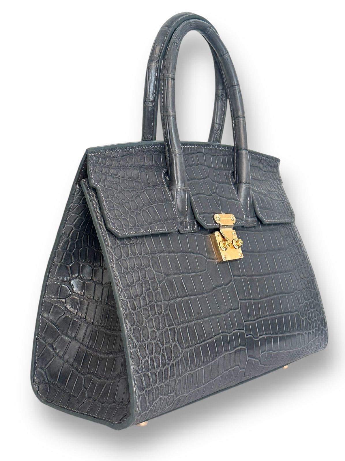 Dark Grey Porosus Crocodile - Wrenley Tote image 1