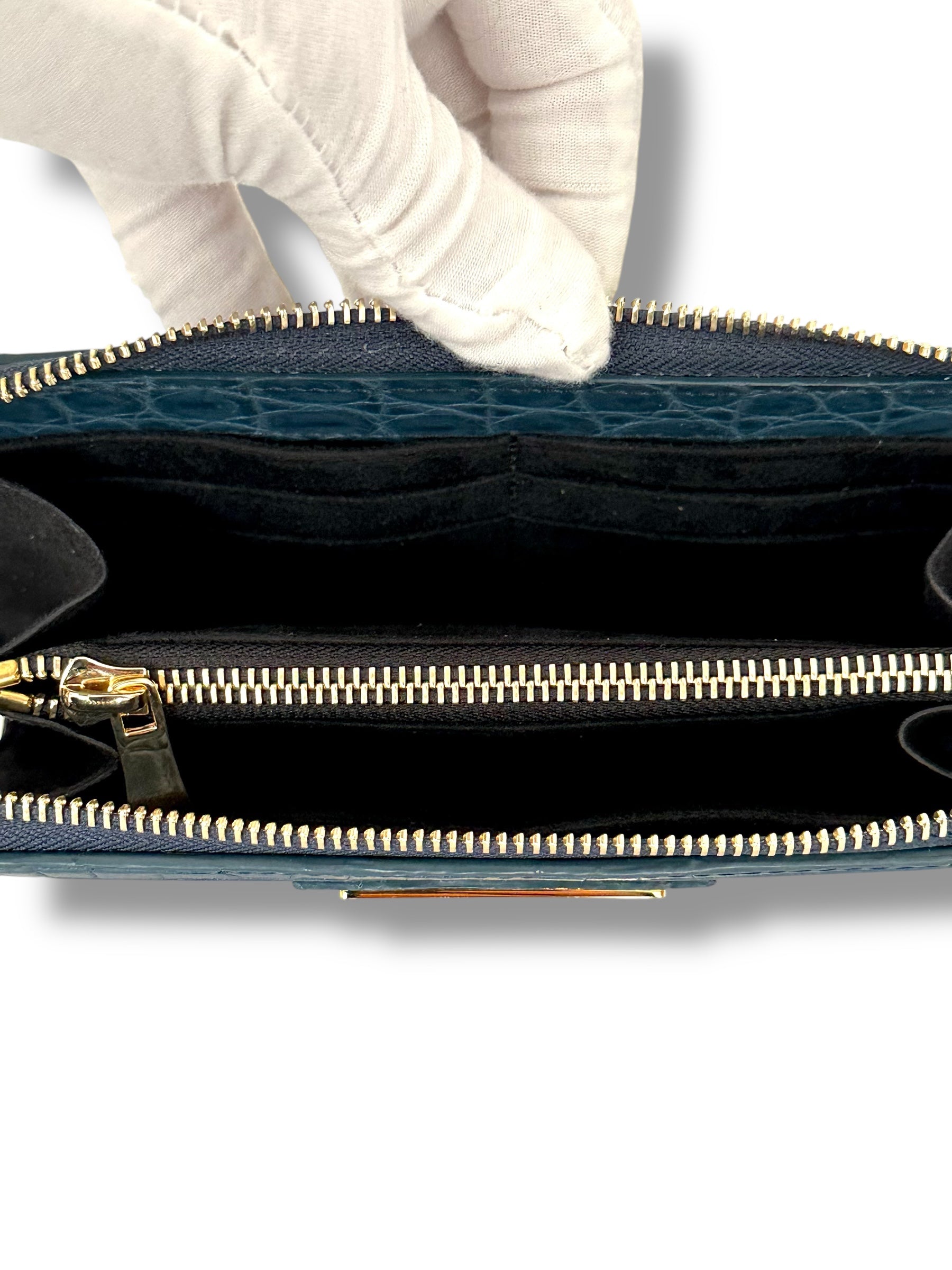 Deep Teal Niloticus Crocodile - RobertJames Zip Around Wallet image 2